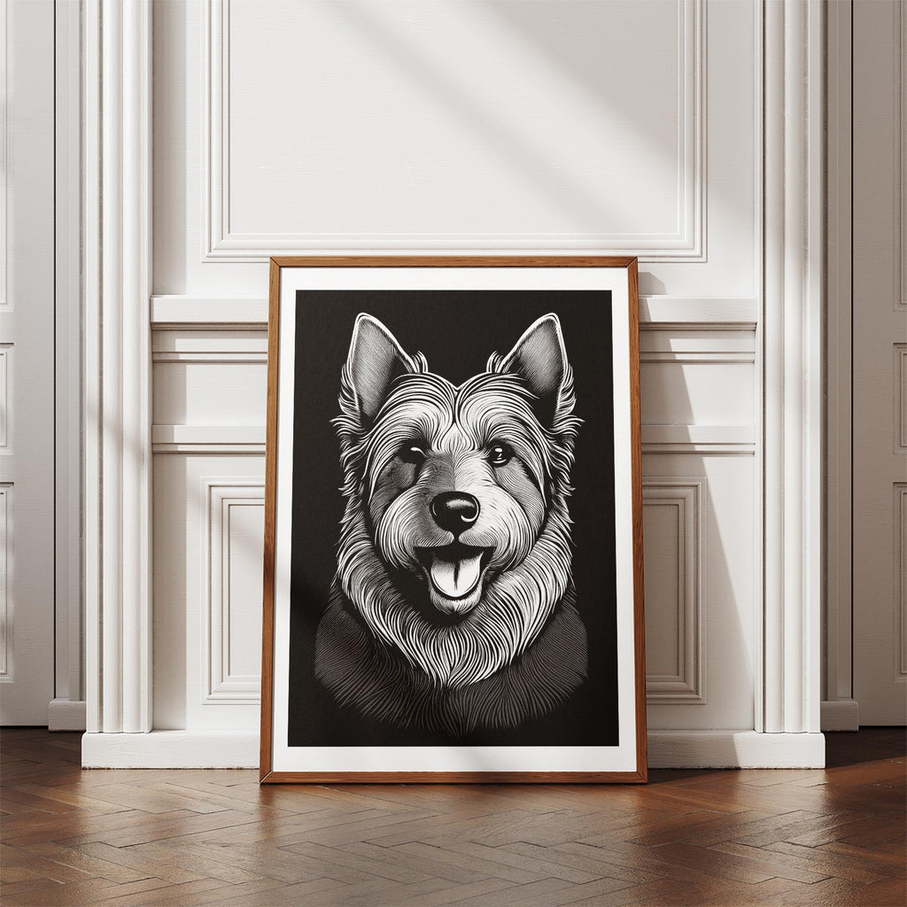 Australian Terrier Line Dog Series in Black and White image 4