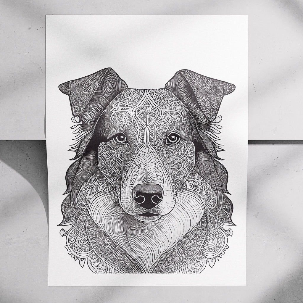 Rough Smooth Collie Mandala Black and White Dog Series image 7