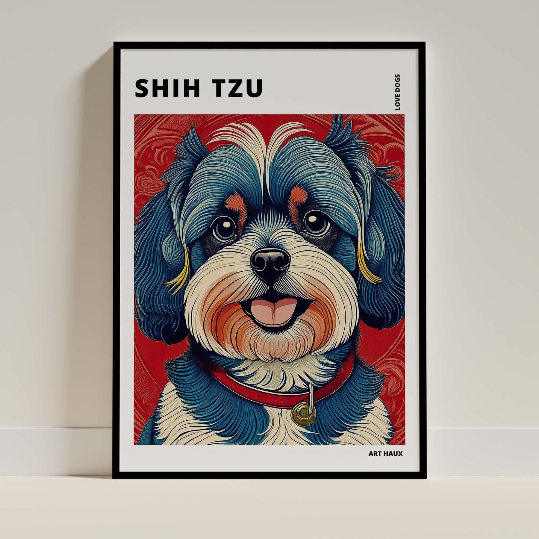 Shih Tzu Hokusai Japanese Inspired Dog Series with Text image 0