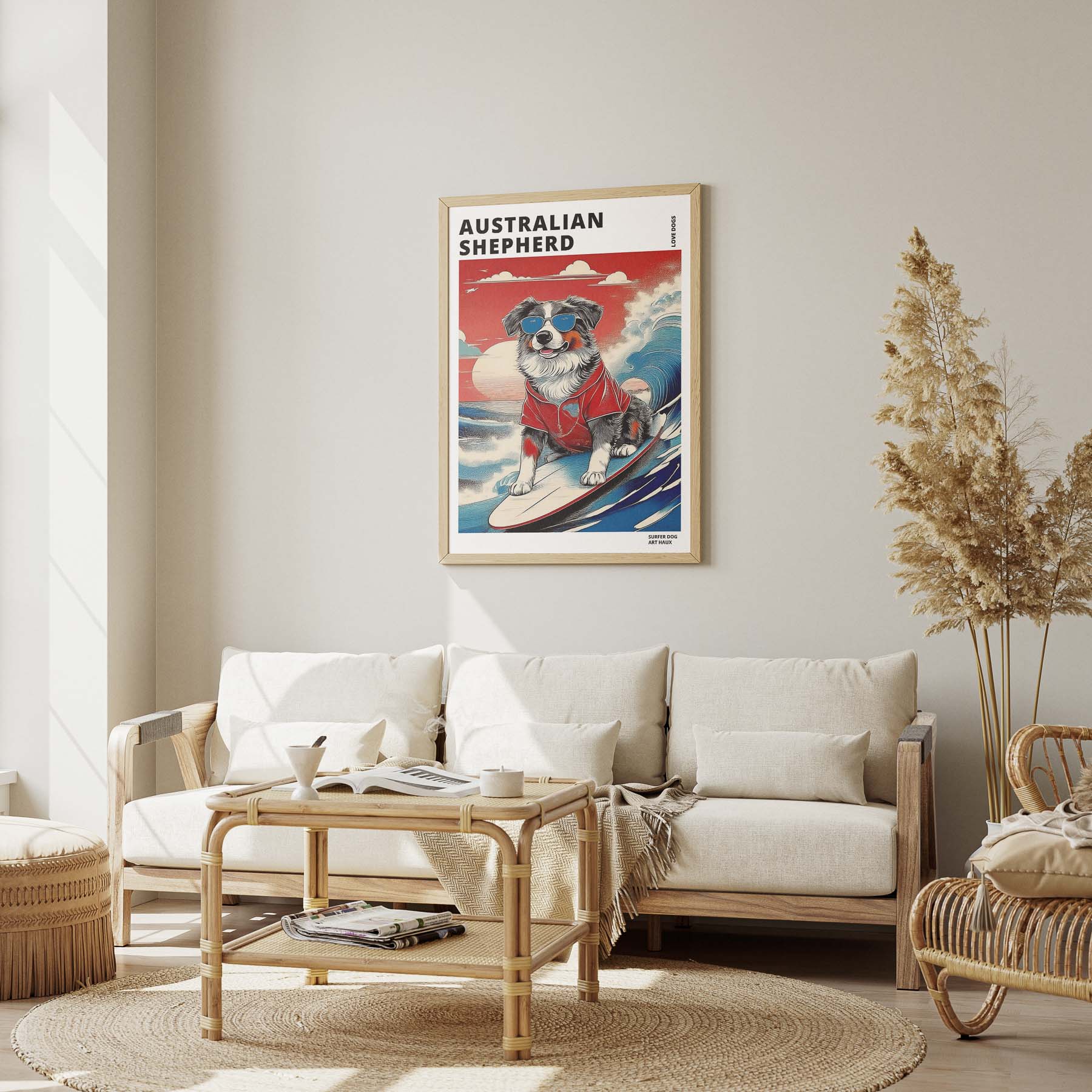 Australian Shepherd Hokosai Surfer Dogs 1 image 1