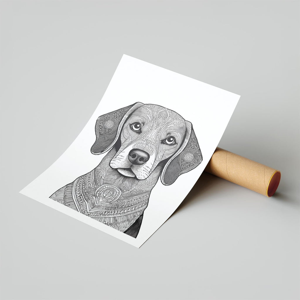 Beagle Mandala Black and White Dog Series image 6