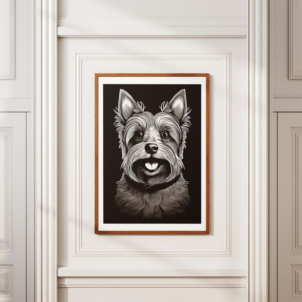 Yorkshire Terrier Line Dog Series in Black and White image 3