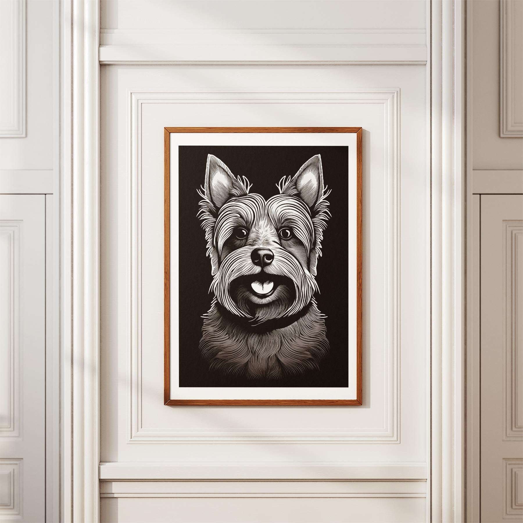 Yorkshire Terrier Line Dog Series in Black and White image 3