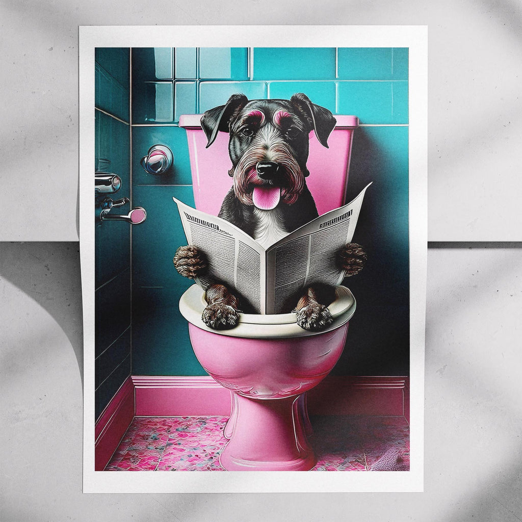 Airedale Toilet Dogs PInk and Turquise image 7