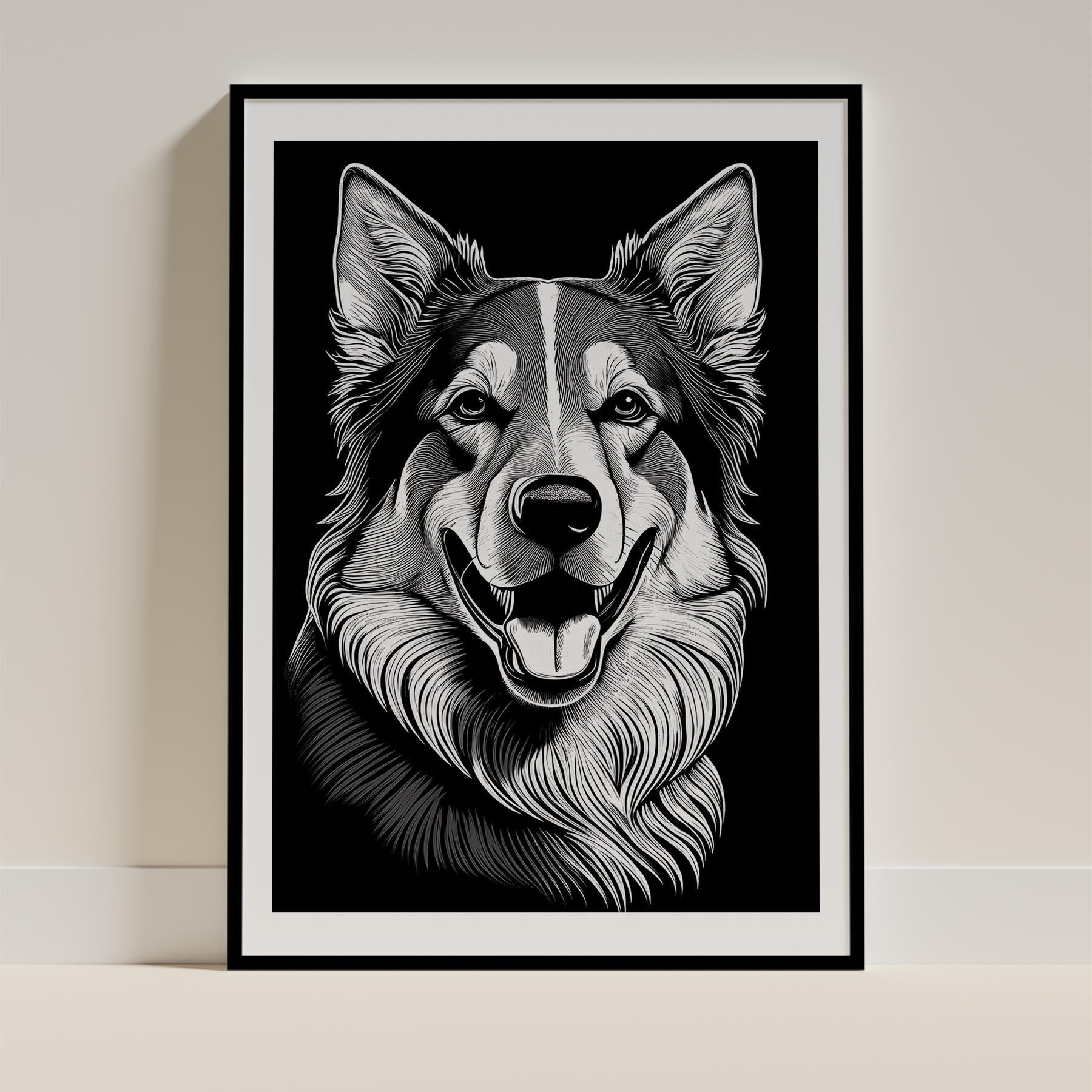 Maremma Line Dog Series in Black and White image 0