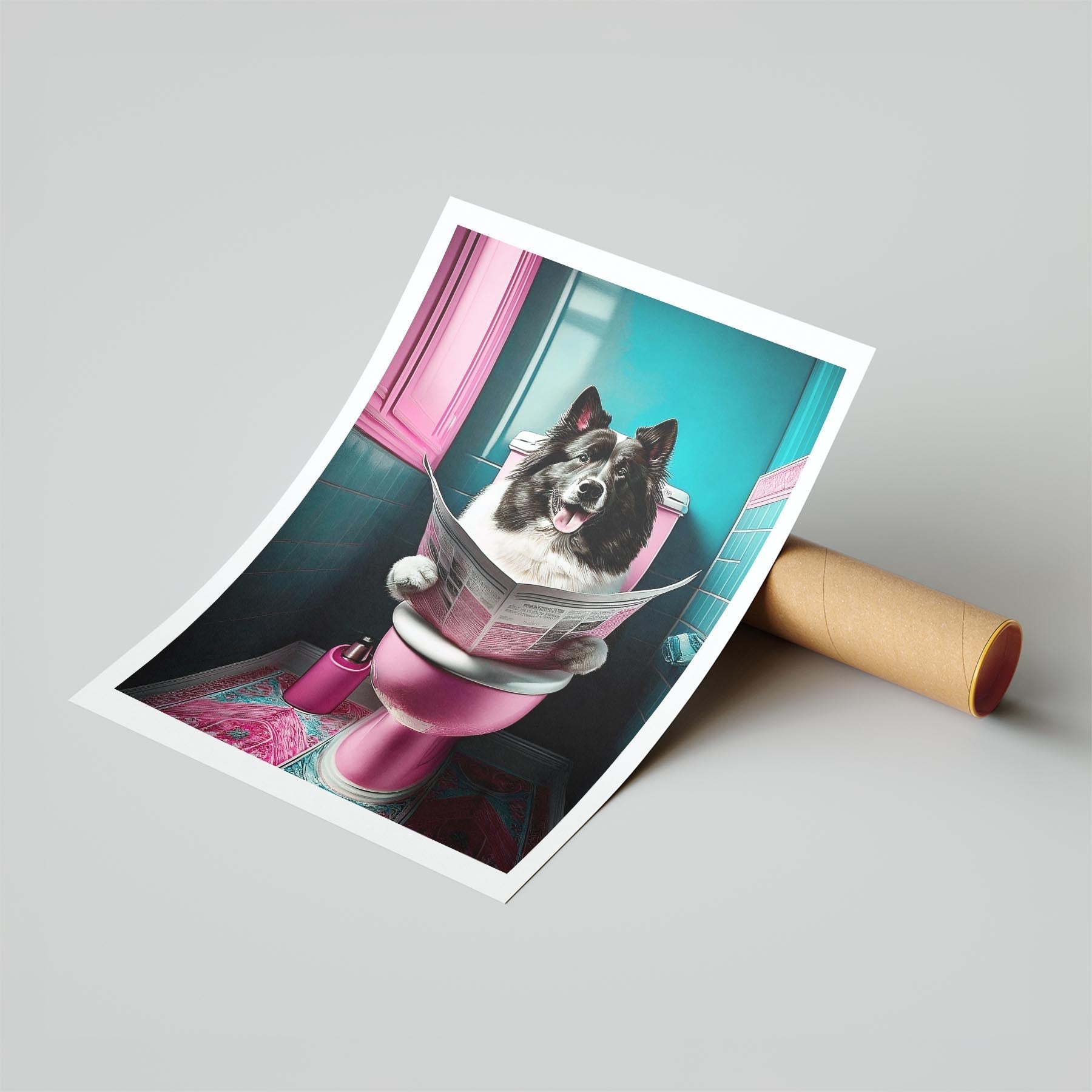 Samoyed Toilet Dogs PInk and Turquise image 6