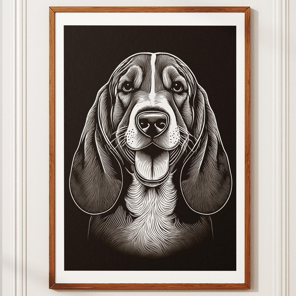 Basset Hound Line Dog Series in Black and White image 10