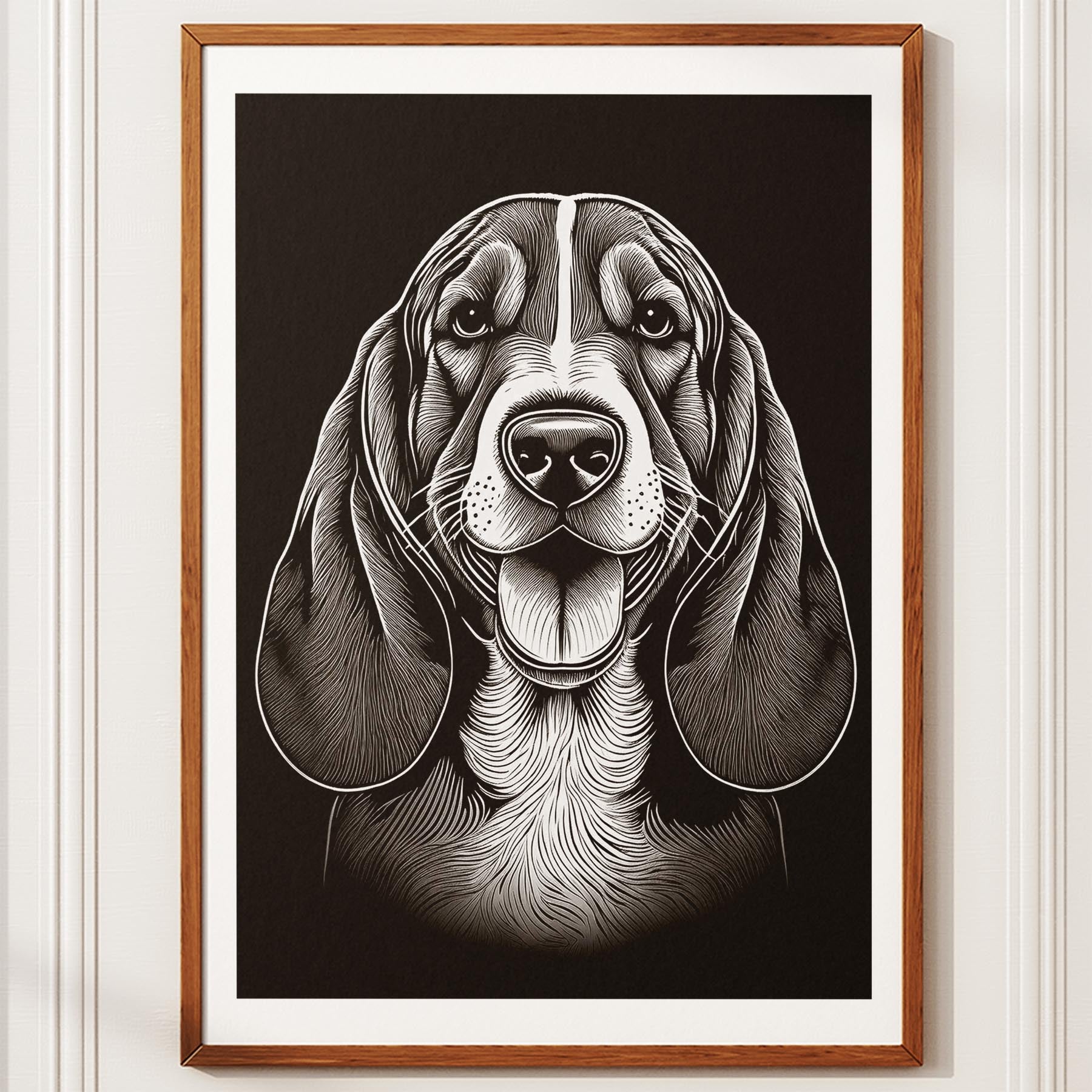 Basset Hound Line Dog Series in Black and White image 10