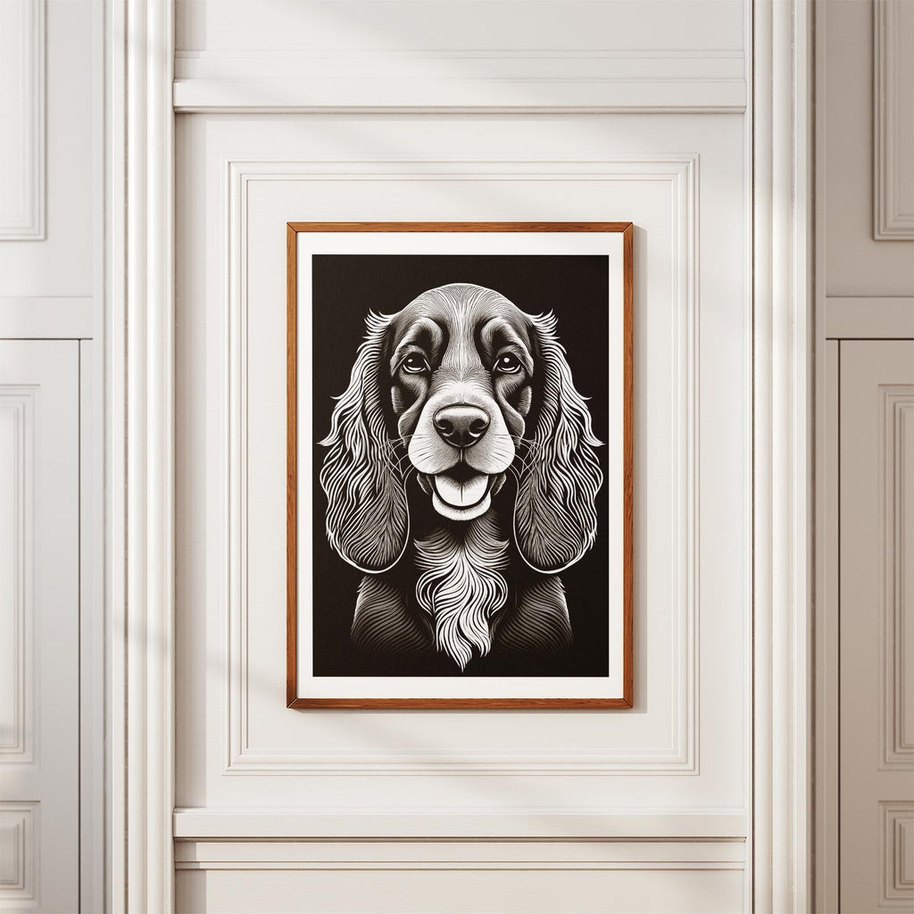 Cocker Spaniel Line Dog Series in Black and White image 3