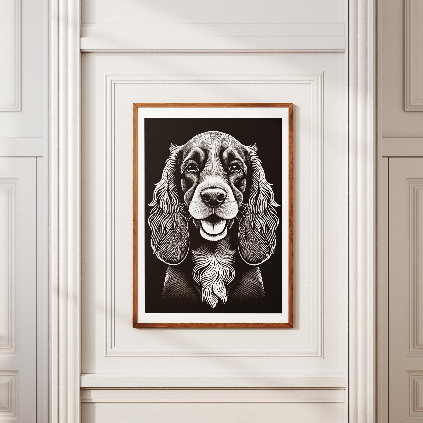 Cocker Spaniel Line Dog Series in Black and White image 3