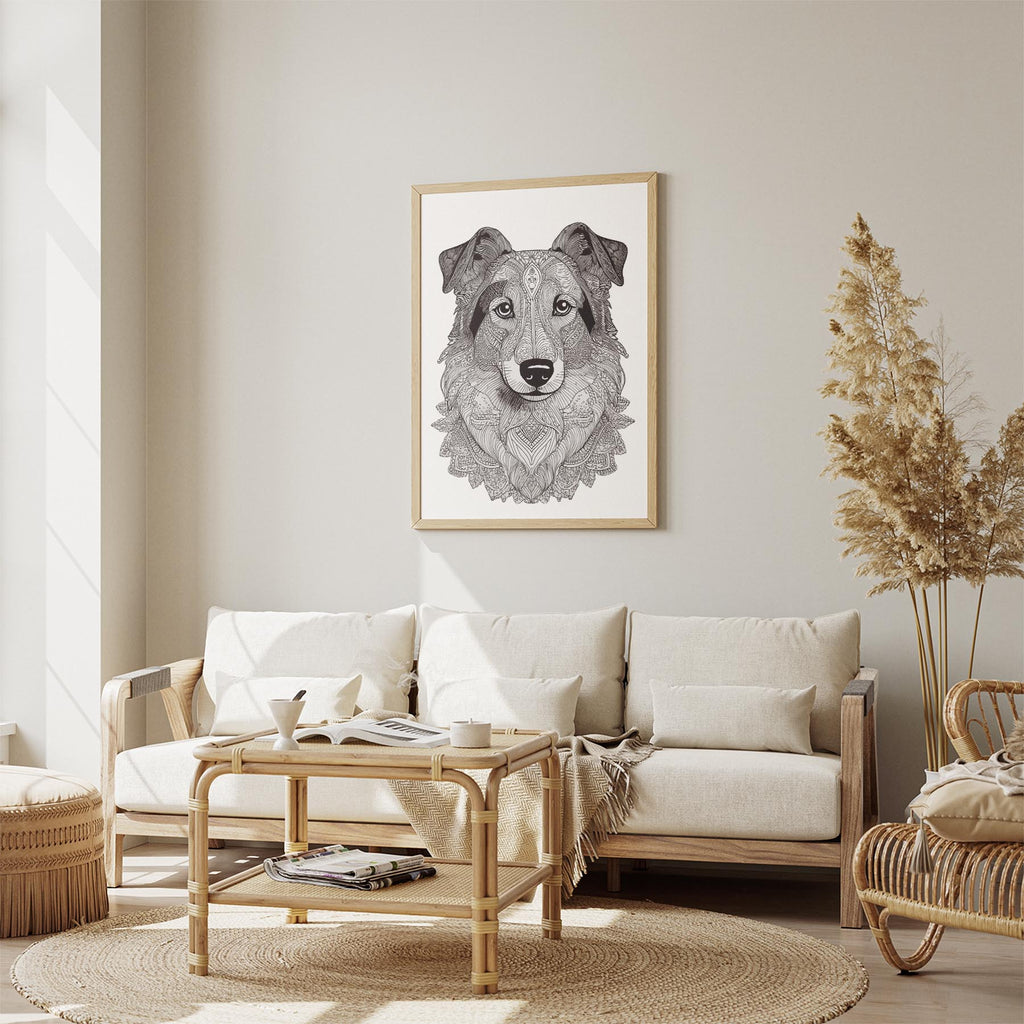 Shetland Sheepdog Mandala Black and White Dog Series image 2