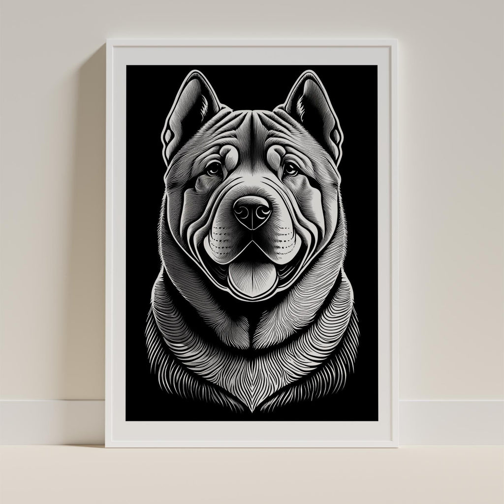 Shar Pei Line Dog Series in Black and White image 9
