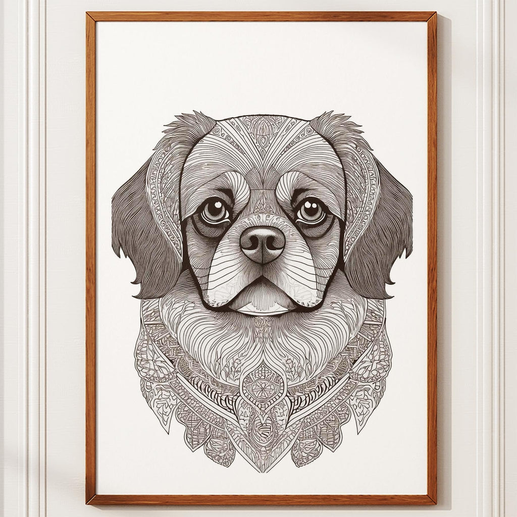 Pekingese Mandala Black and White Dog Series image 10