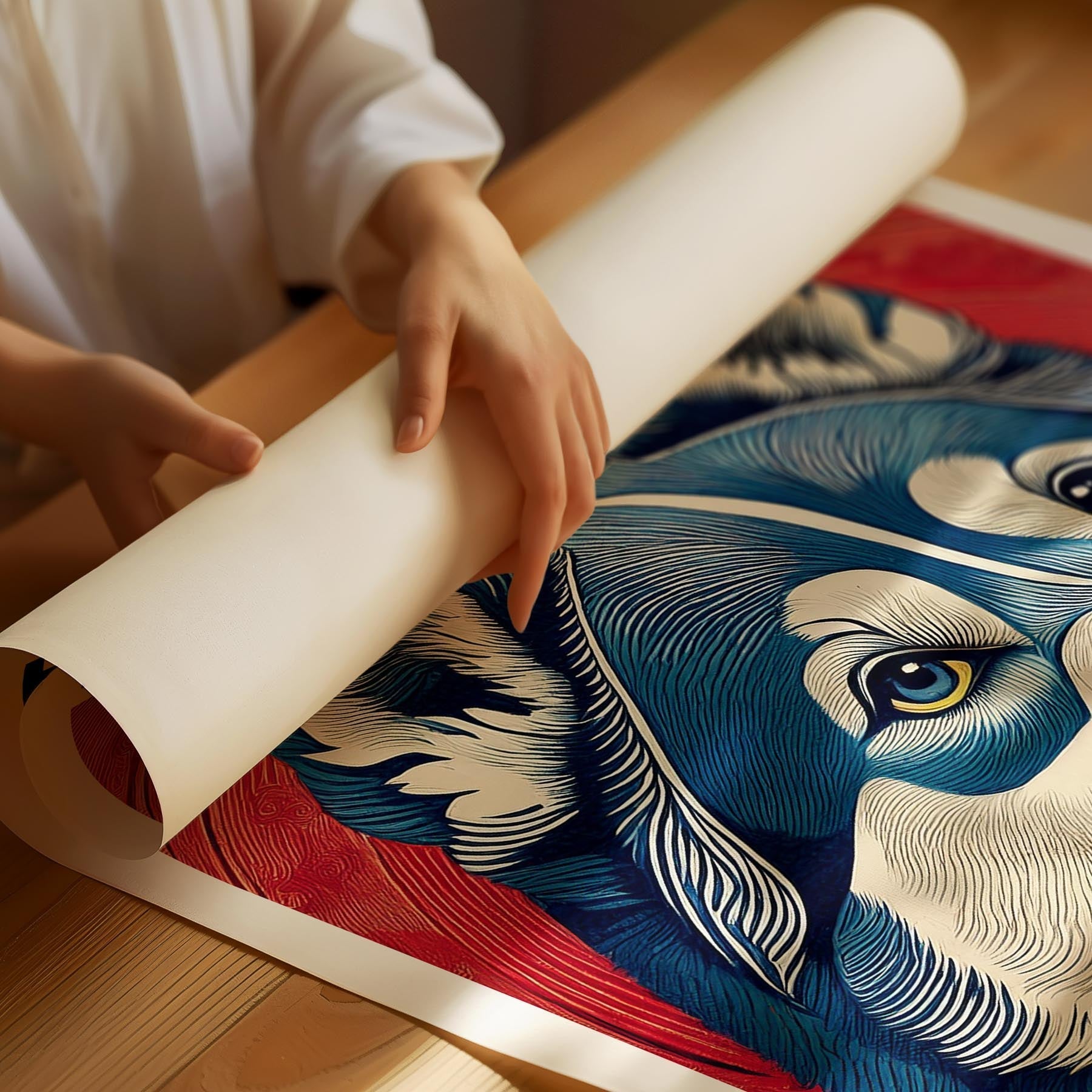 Siberian Husky Hokusai Japanese Inspired Dog Series with Text image 1