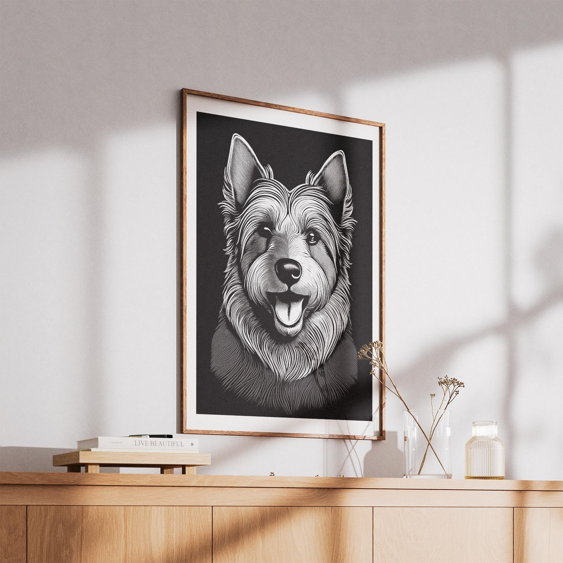 Australian Terrier Line Dog Series in Black and White image 5