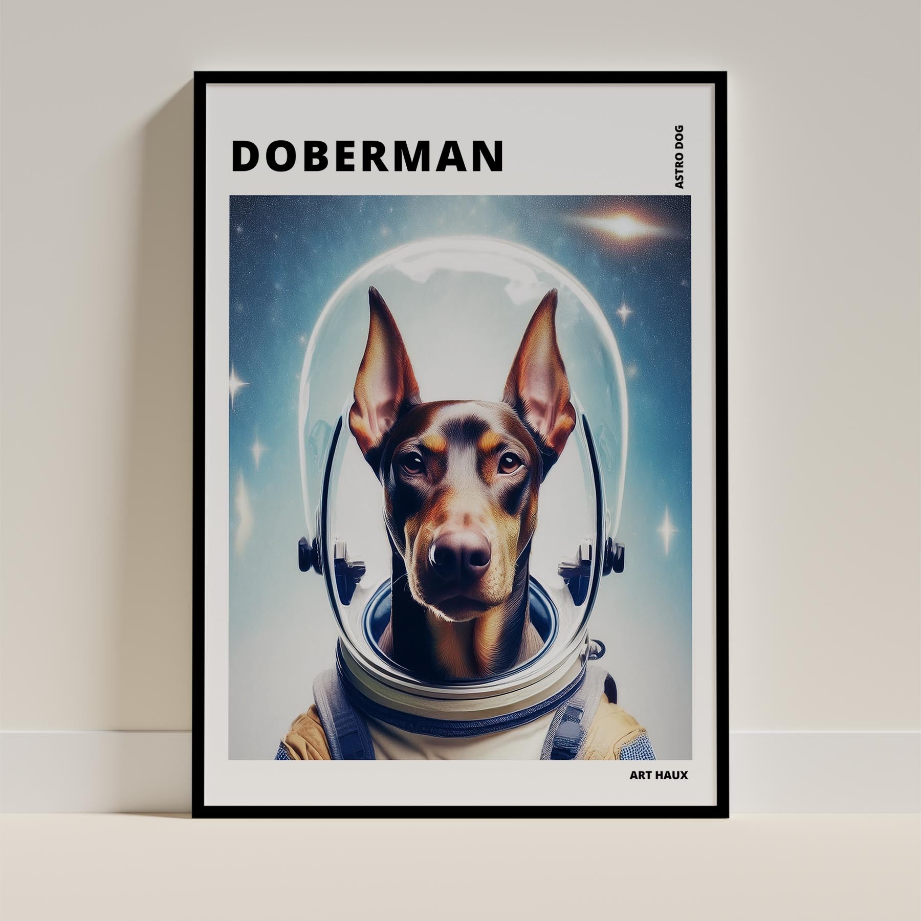 Doberman Astronaut Dog Series with Text Astro Dog image 0