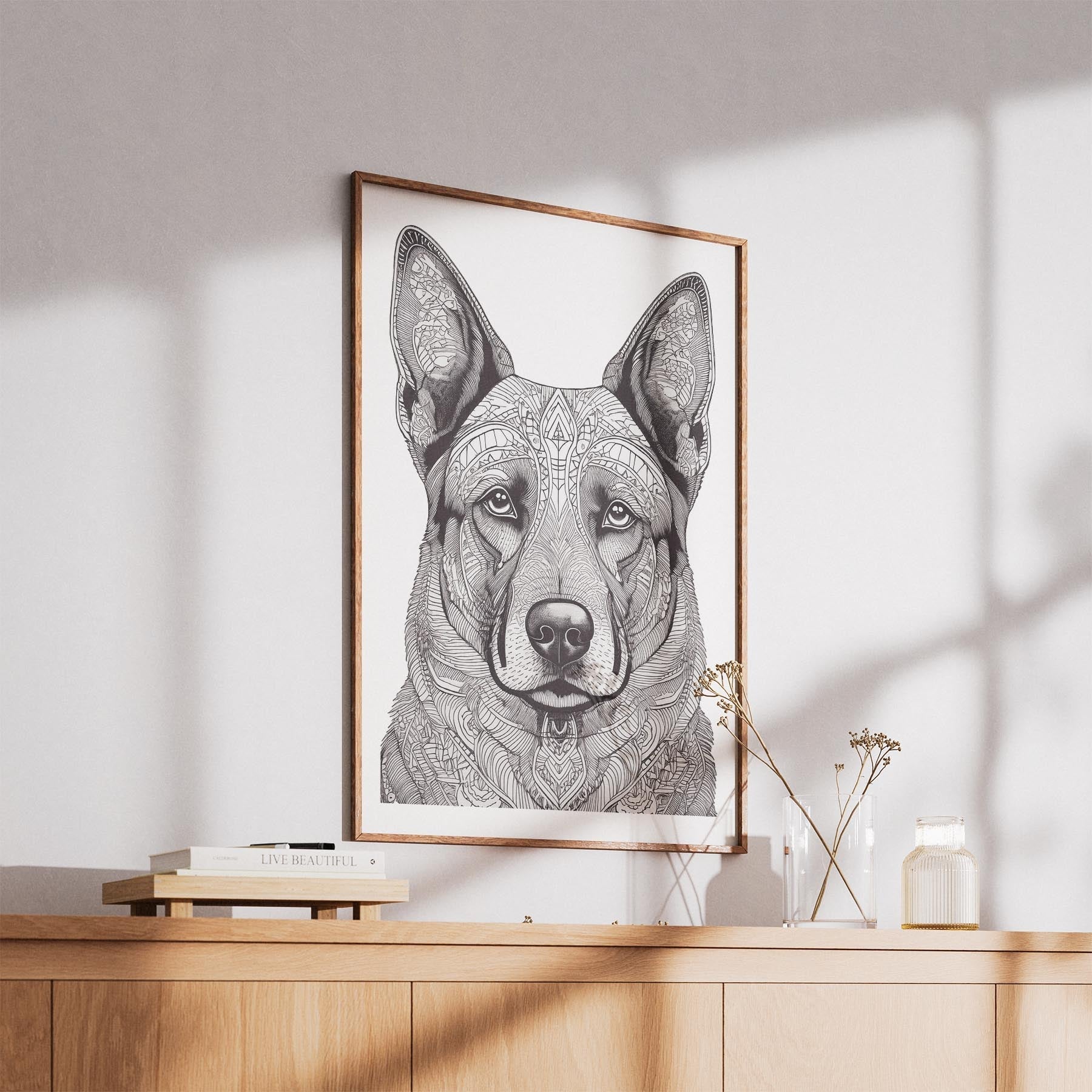 German Shepherd Mandala Black and White Dog Series image 5