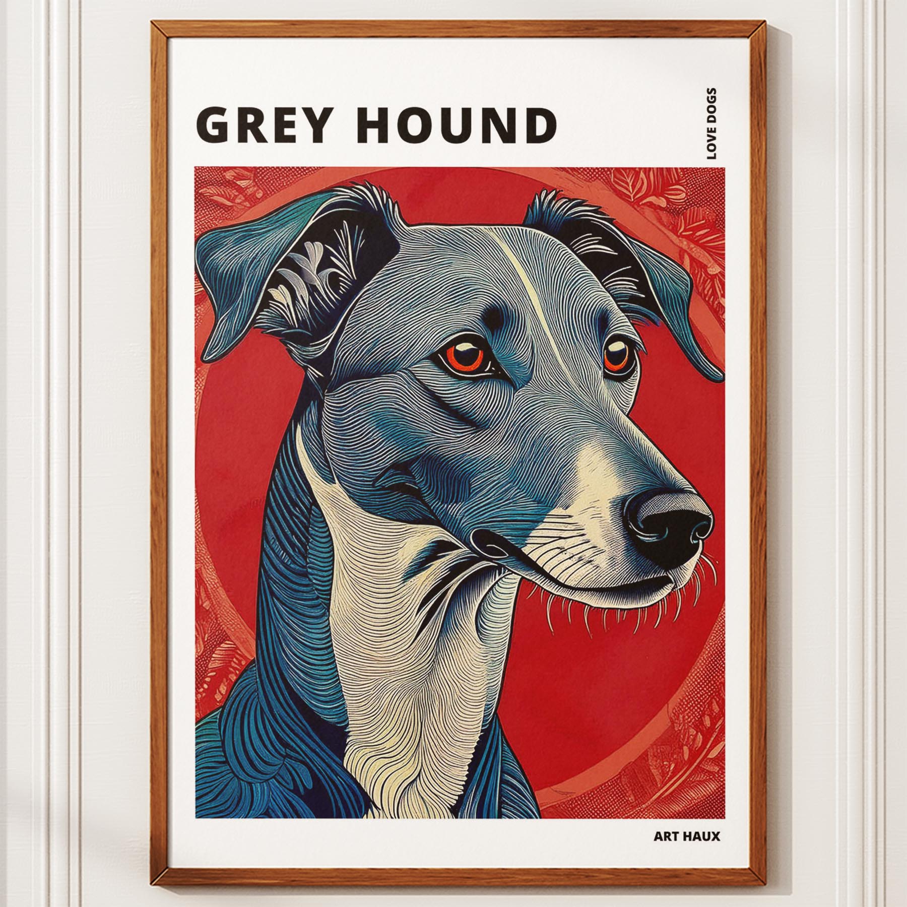 Greyhound Hokusai Japanese Inspired Dog Series with Text image 9