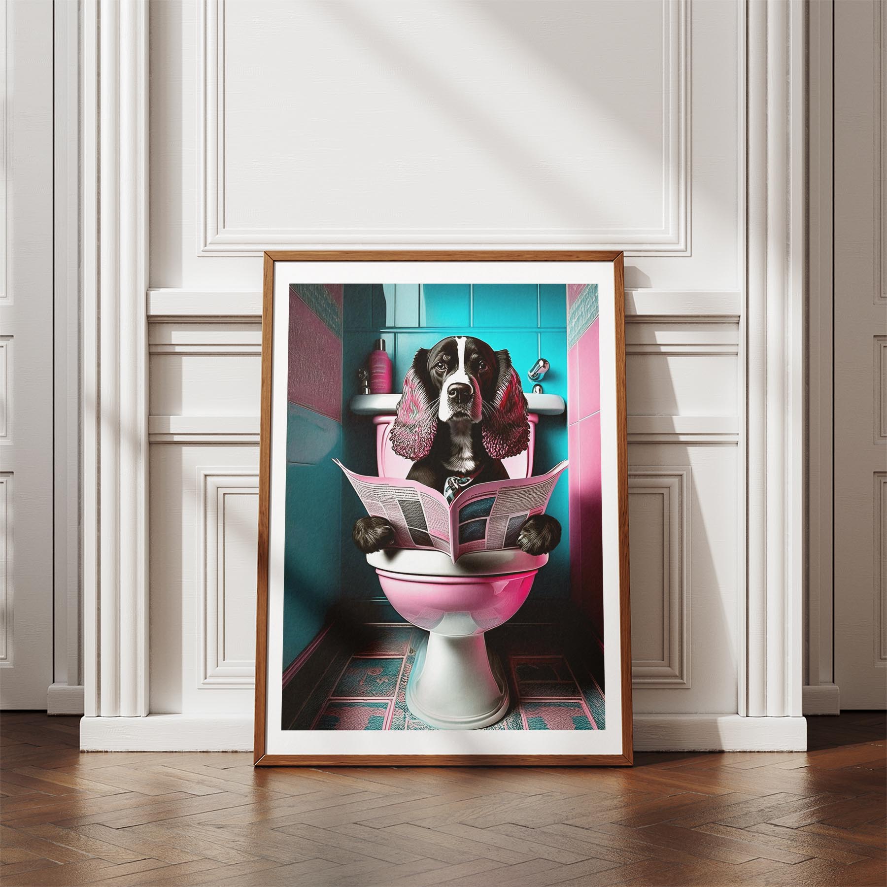 Cocker Spaniel Toilet Dogs PInk and Turquise image 4