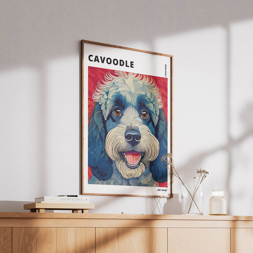 Cavoodle Hokusai Japanese Inspired Dog Series with Text image 5