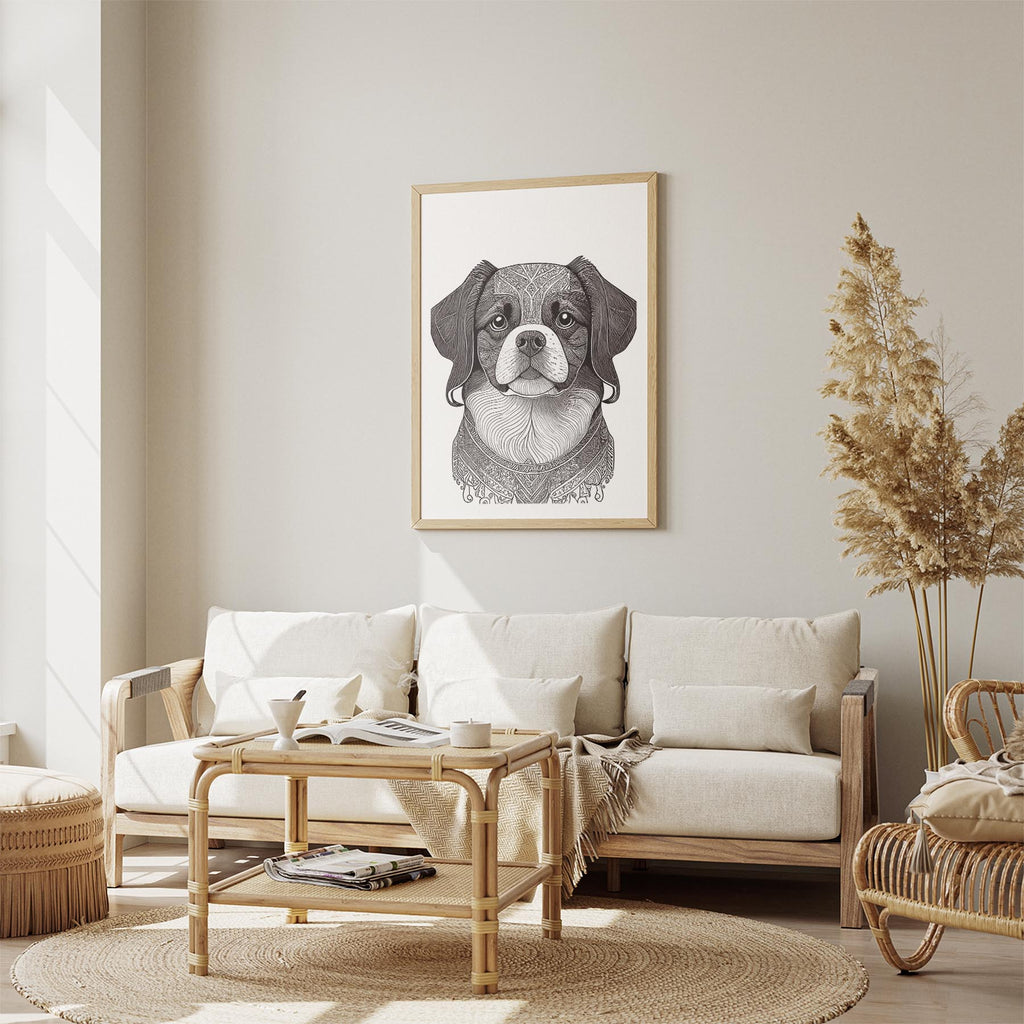 Japanese Chin Mandala Black and White Dog Series image 2