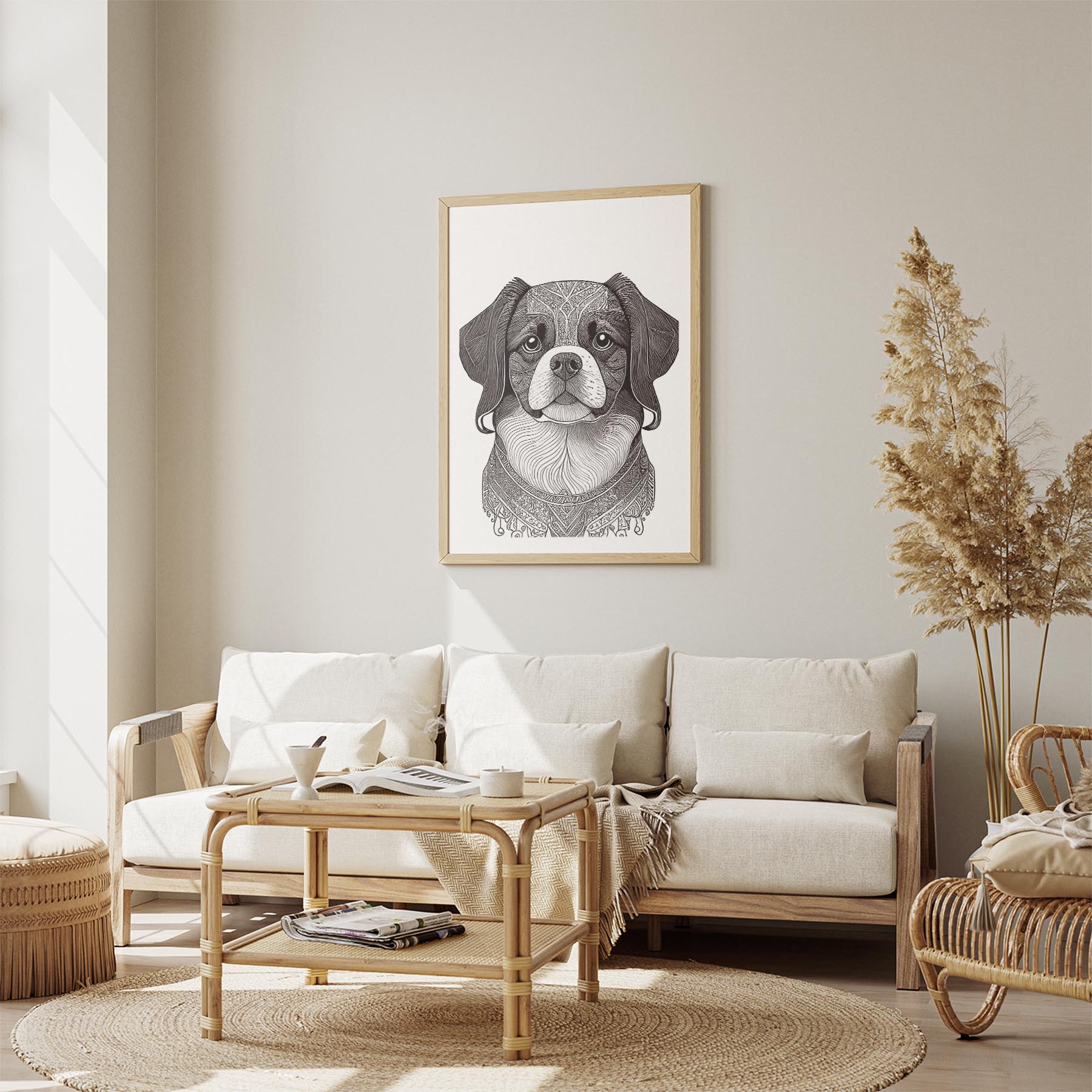 Japanese Chin Mandala Black and White Dog Series image 2