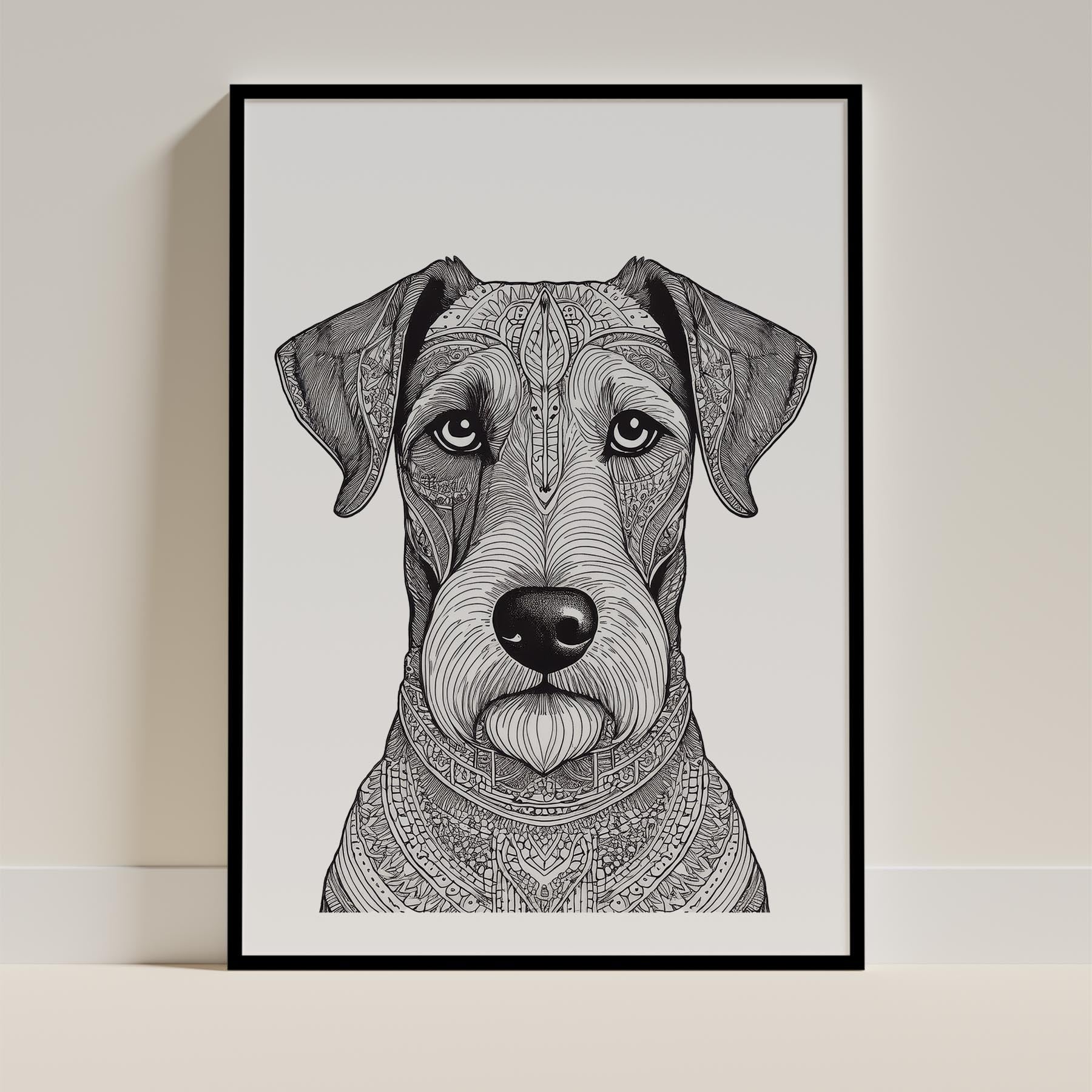 Irish Terrier Mandala Black and White Dog Series image 0