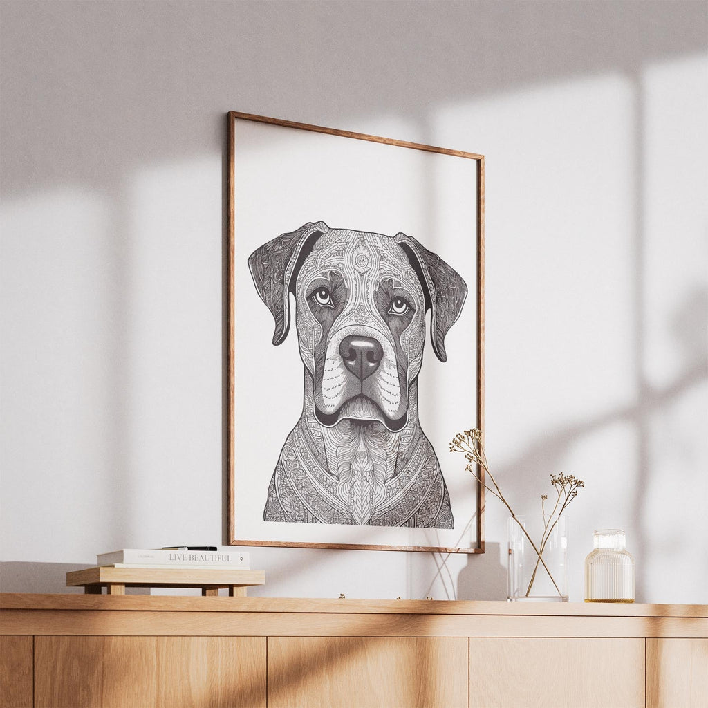 Boxer Mandala Black and White Dog Series image 5