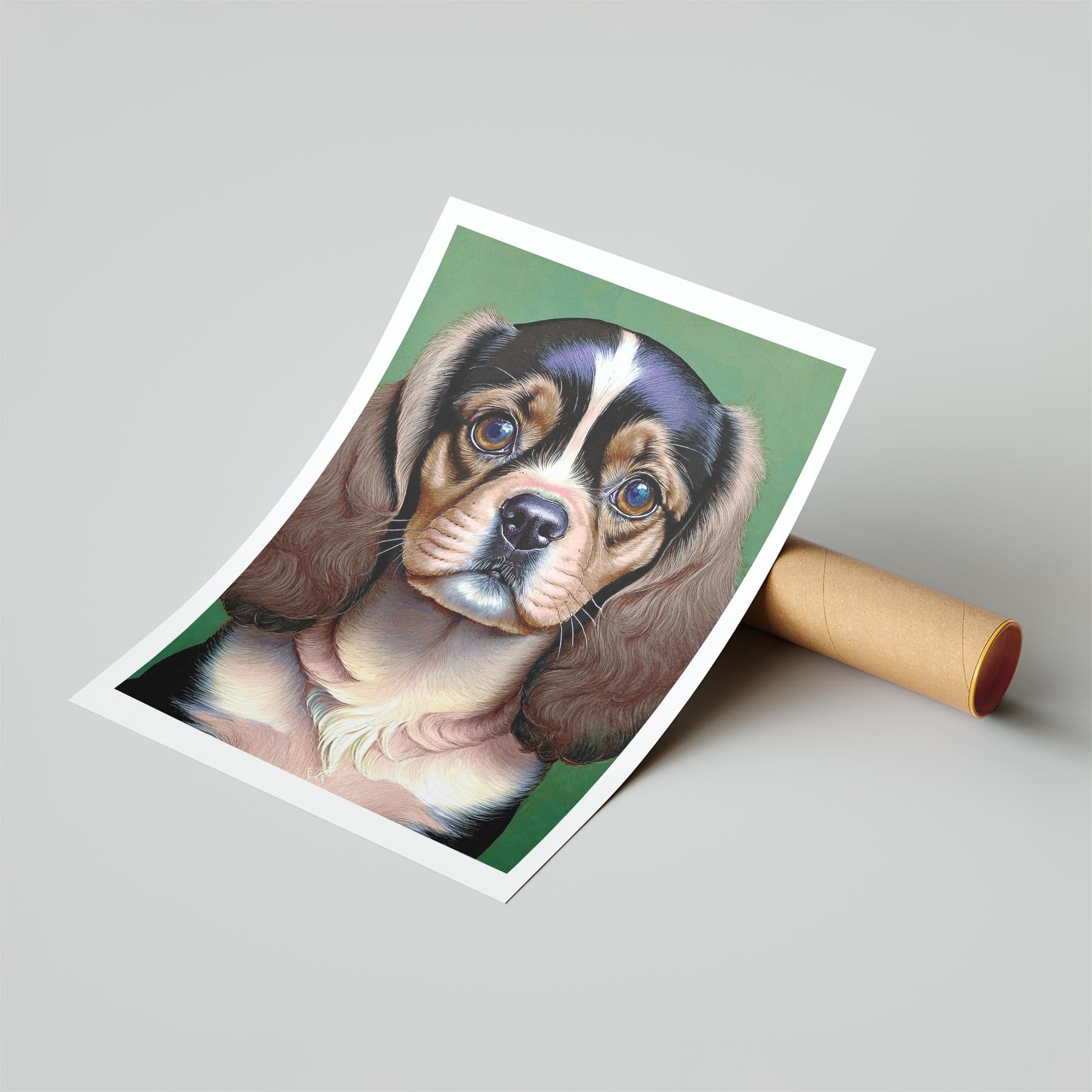 Cavalier Spaniel Green Painted Series image 6