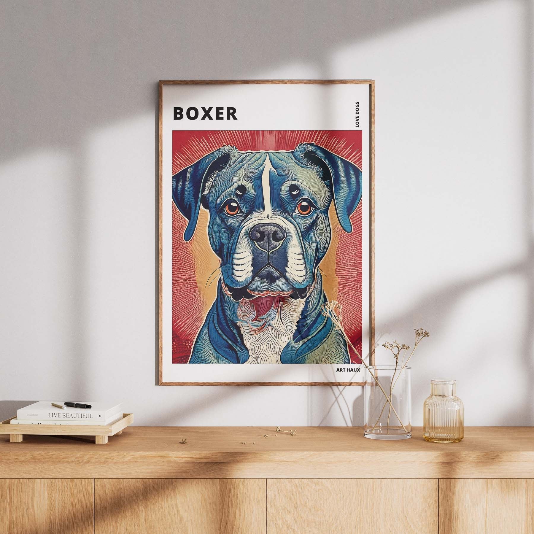 Boxer Hokusai Japanese Inspired Dog Series with Text image 7