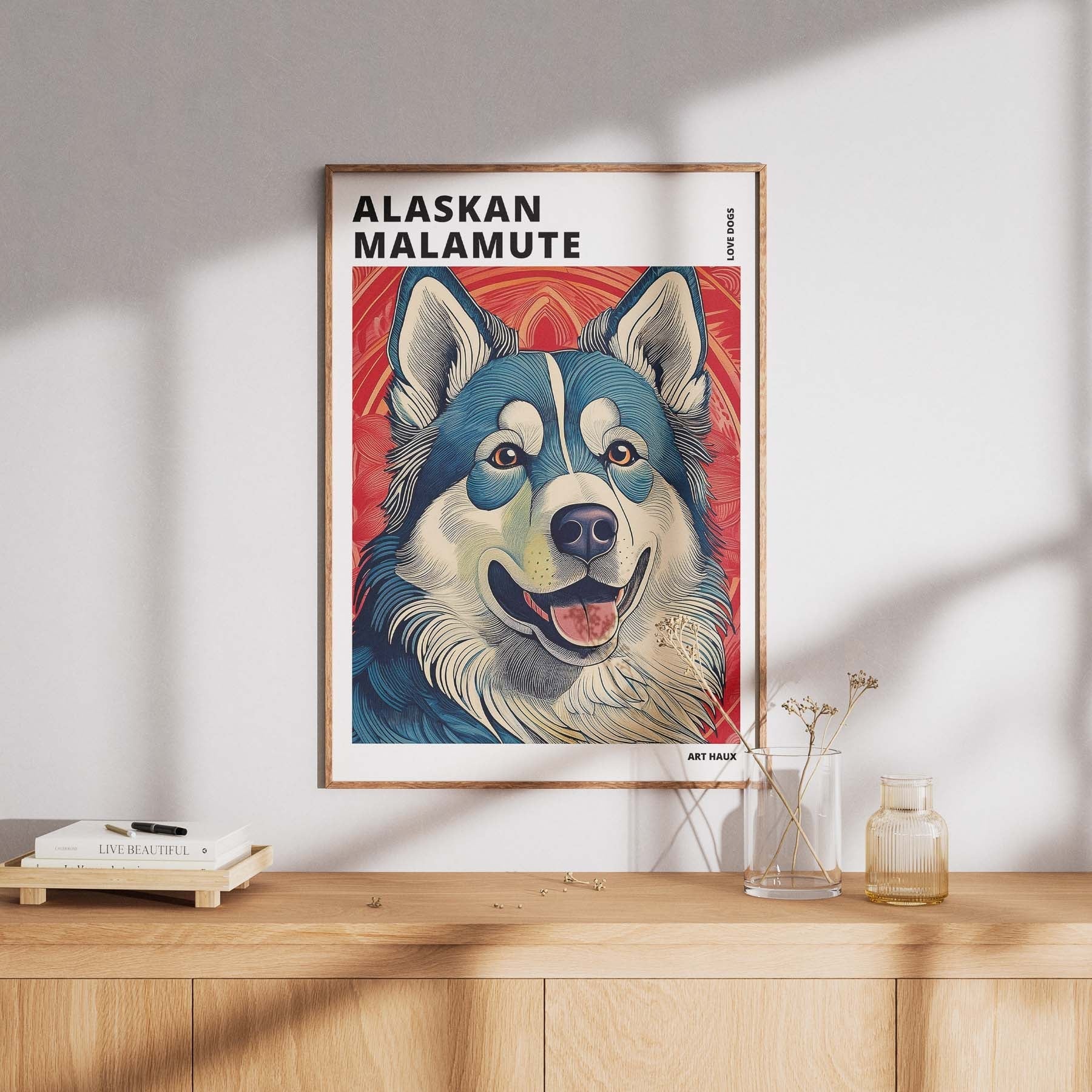 Alaskan Malamute Hokusai Japanese Inspired Dog Series with Text image 7