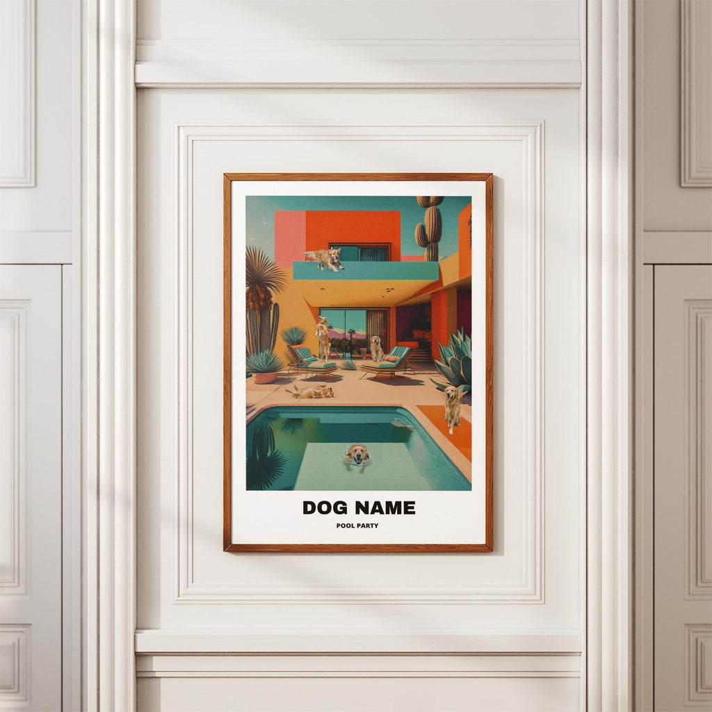 Golden Retriever Custom Pool Party WITH TEXT image 3