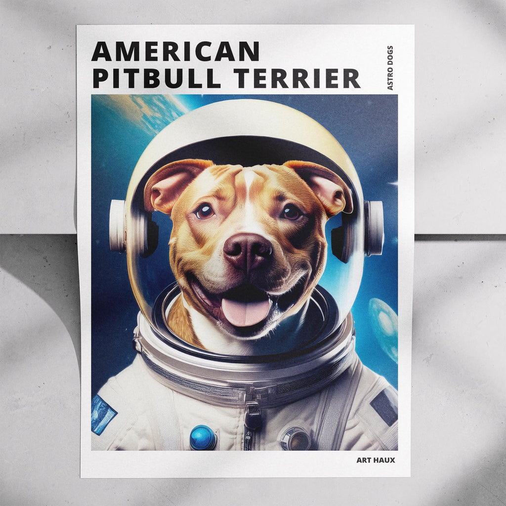 American Pitbull Terrier Astronaut Dog Series with Text Astro Dog image 7