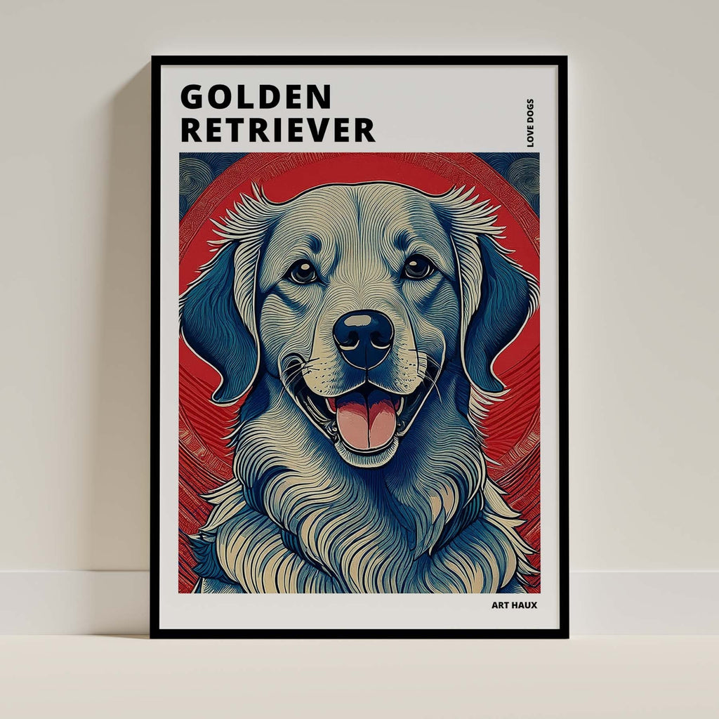 Golden Retriever Hokusai Japanese Inspired Dog Series with Text image 0