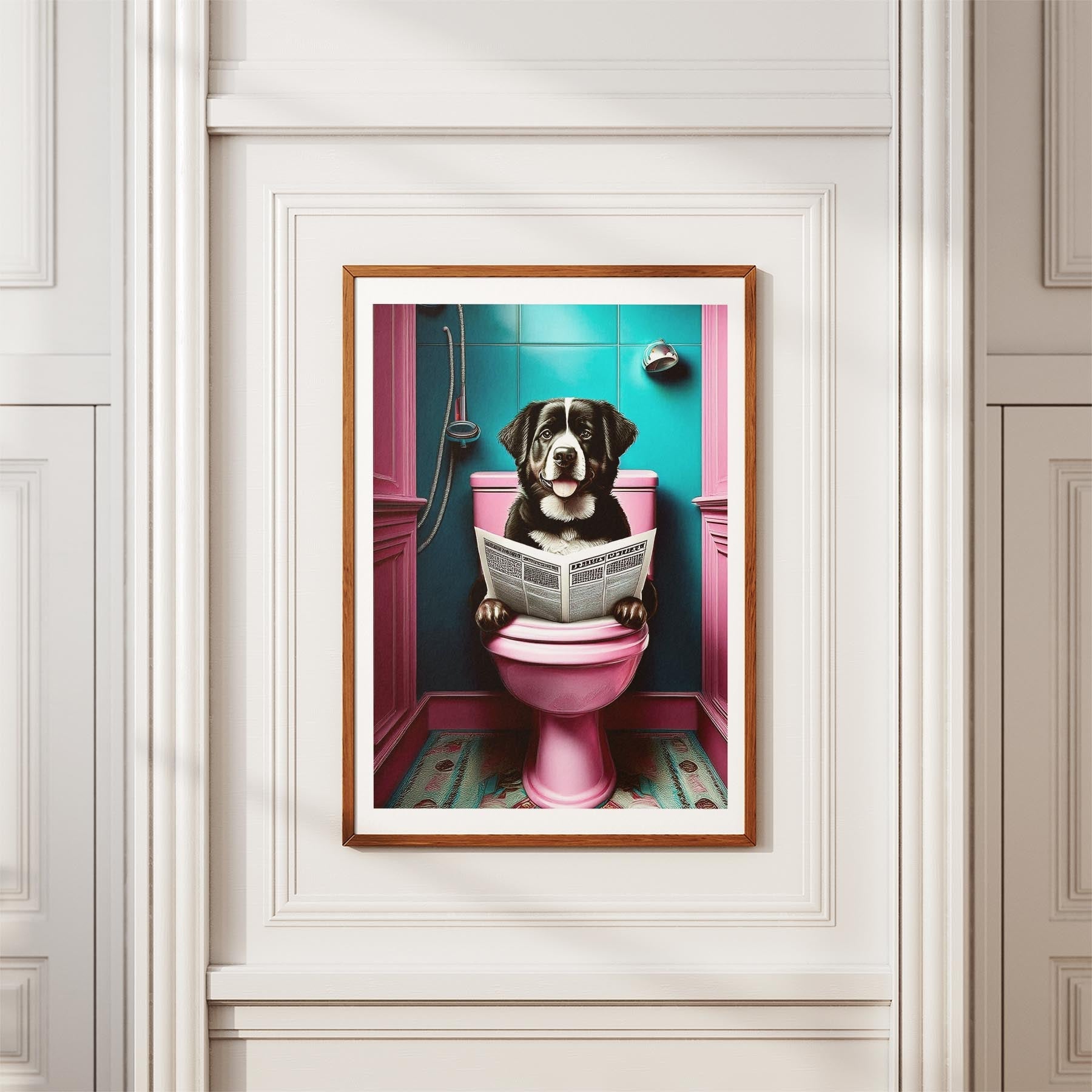 Bernese Mountain Dog Toilet Dogs PInk and Turquise image 3