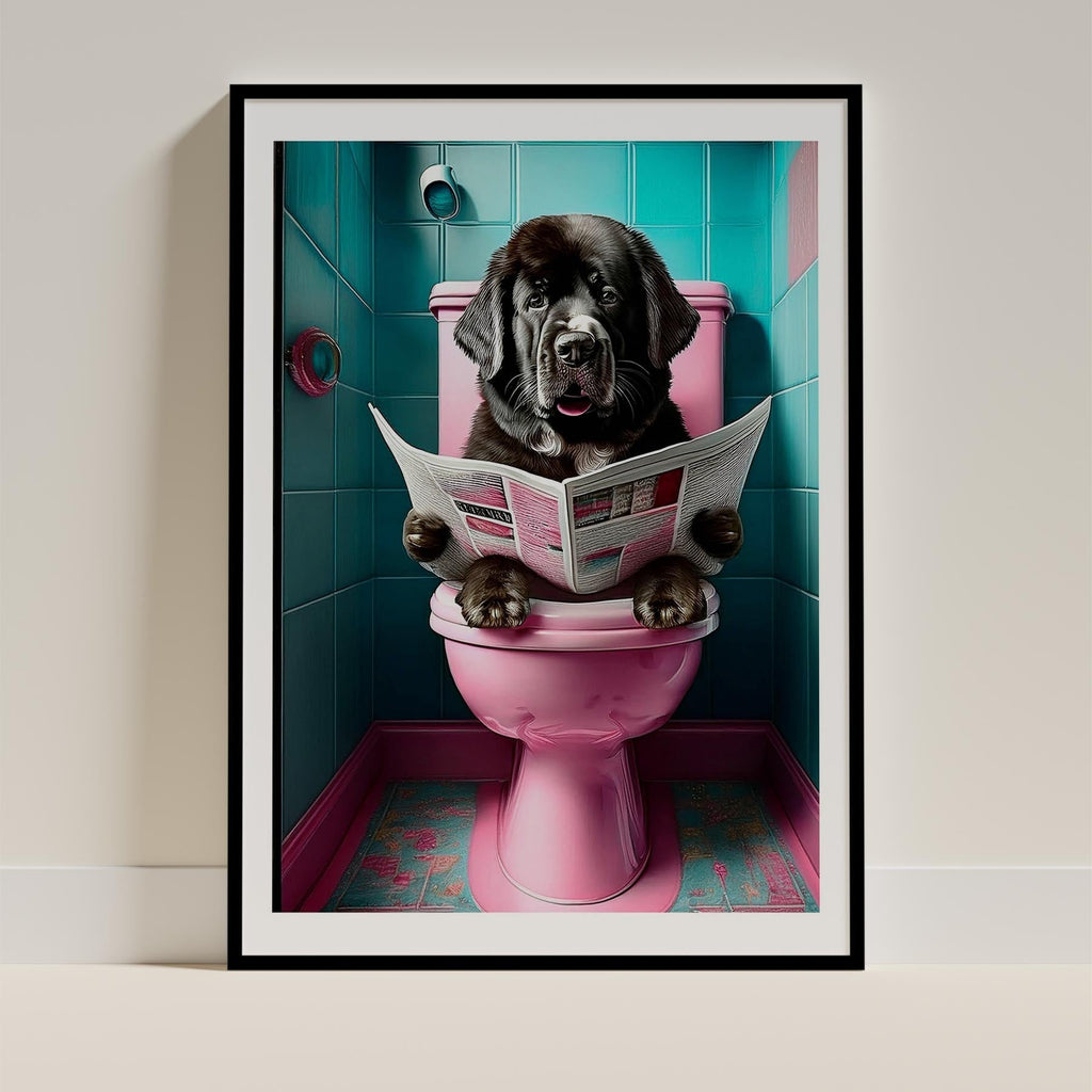 Newfoundland Toilet Dogs PInk and Turquise image 0