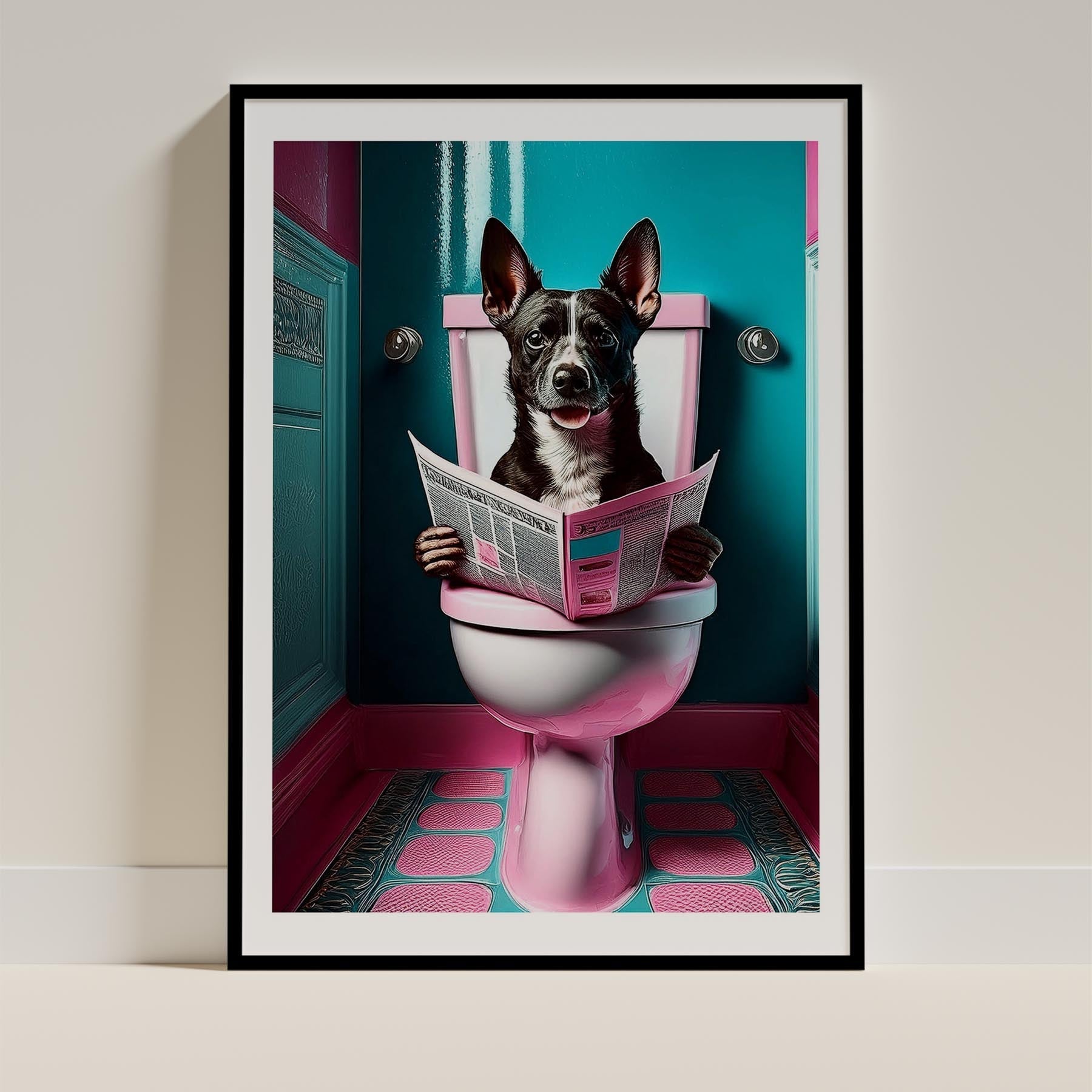 Australian Terrier Toilet Dogs PInk and Turquise image 0