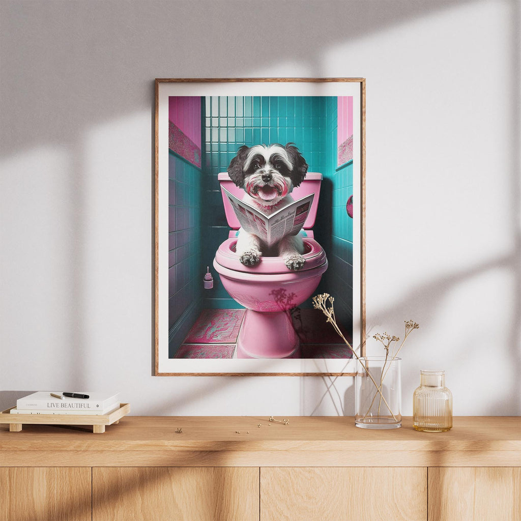 Maltese Toilet Dogs PInk and Turquise image 8