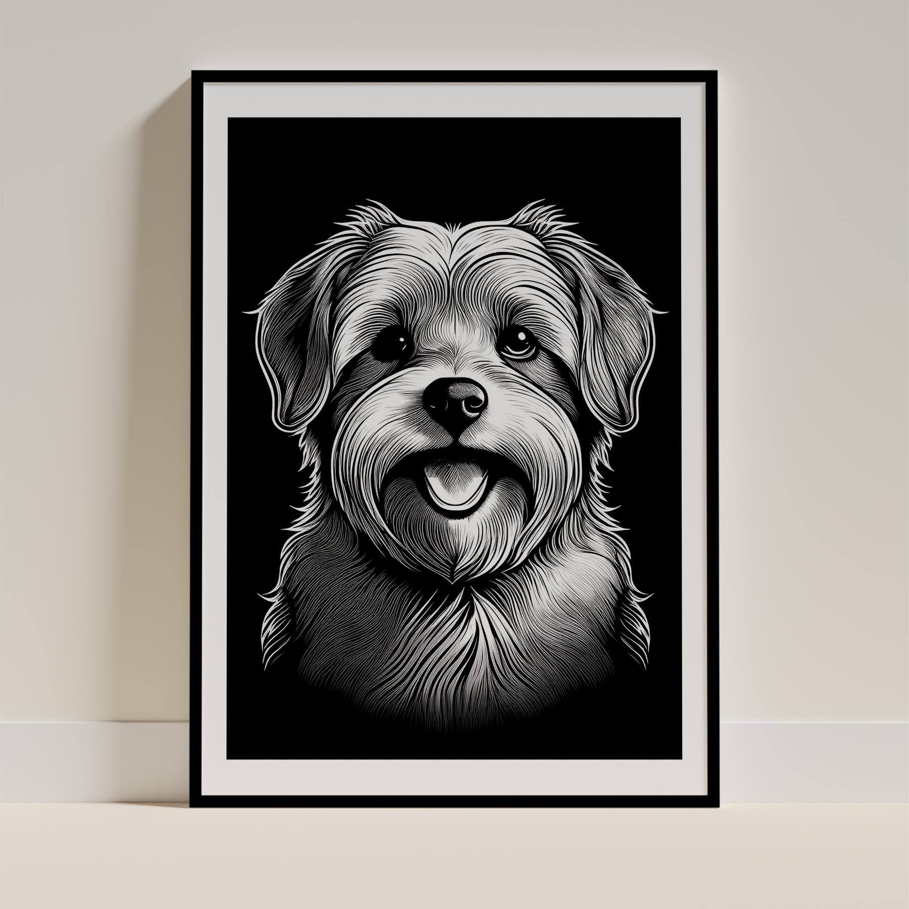 Maltese Line Dog Series in Black and White image 0