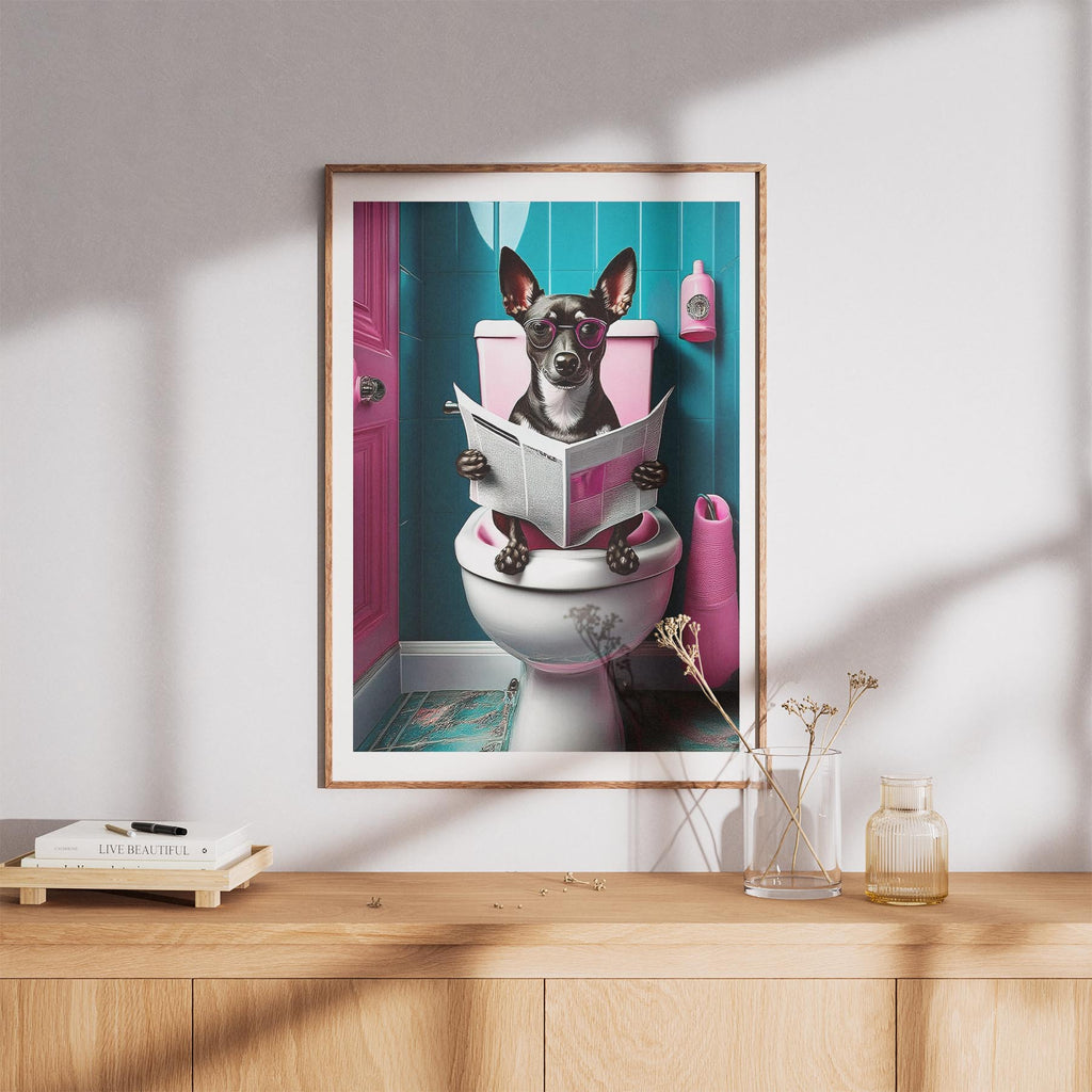 Miniature Pinscher Toilet Dogs PInk and Turquise image 8