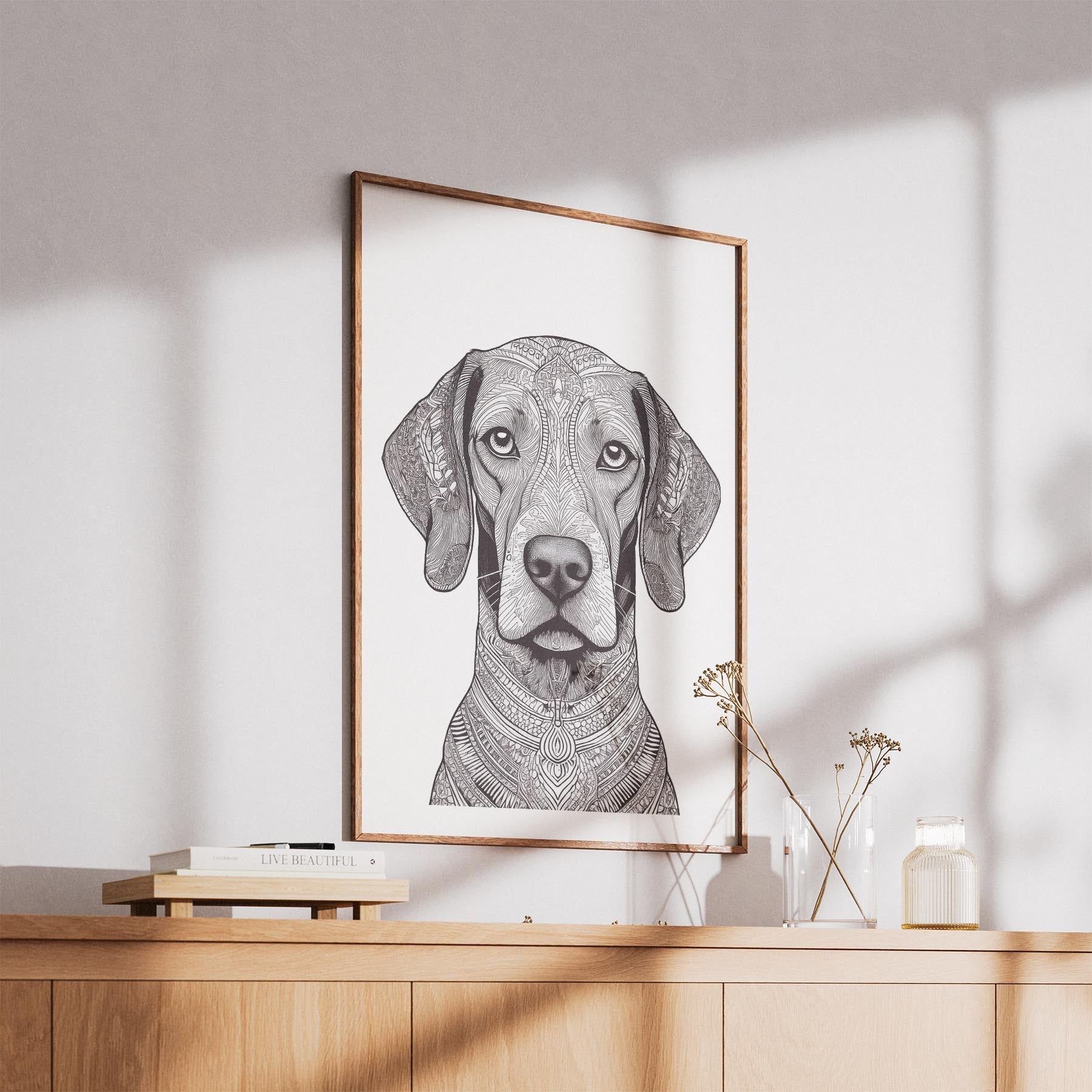 Hungarian Vizsla Mandala Black and White Dog Series image 5