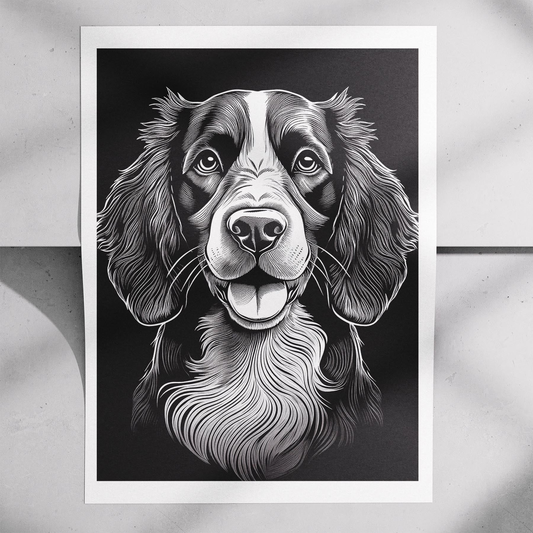 English Springer Spaniel Line Dog Series in Black and White image 7