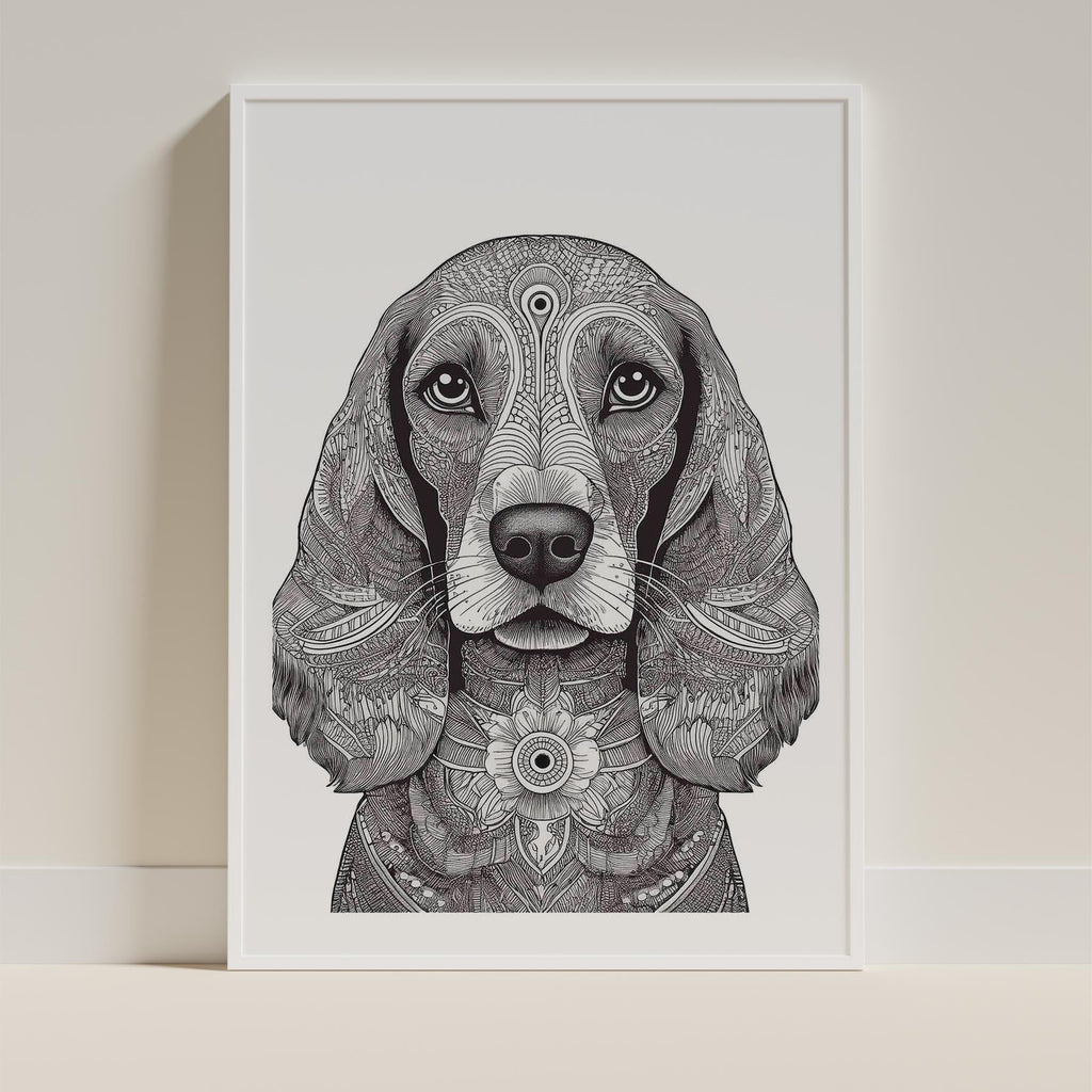 Cocker Spaniel Mandala Black and White Dog Series image 9