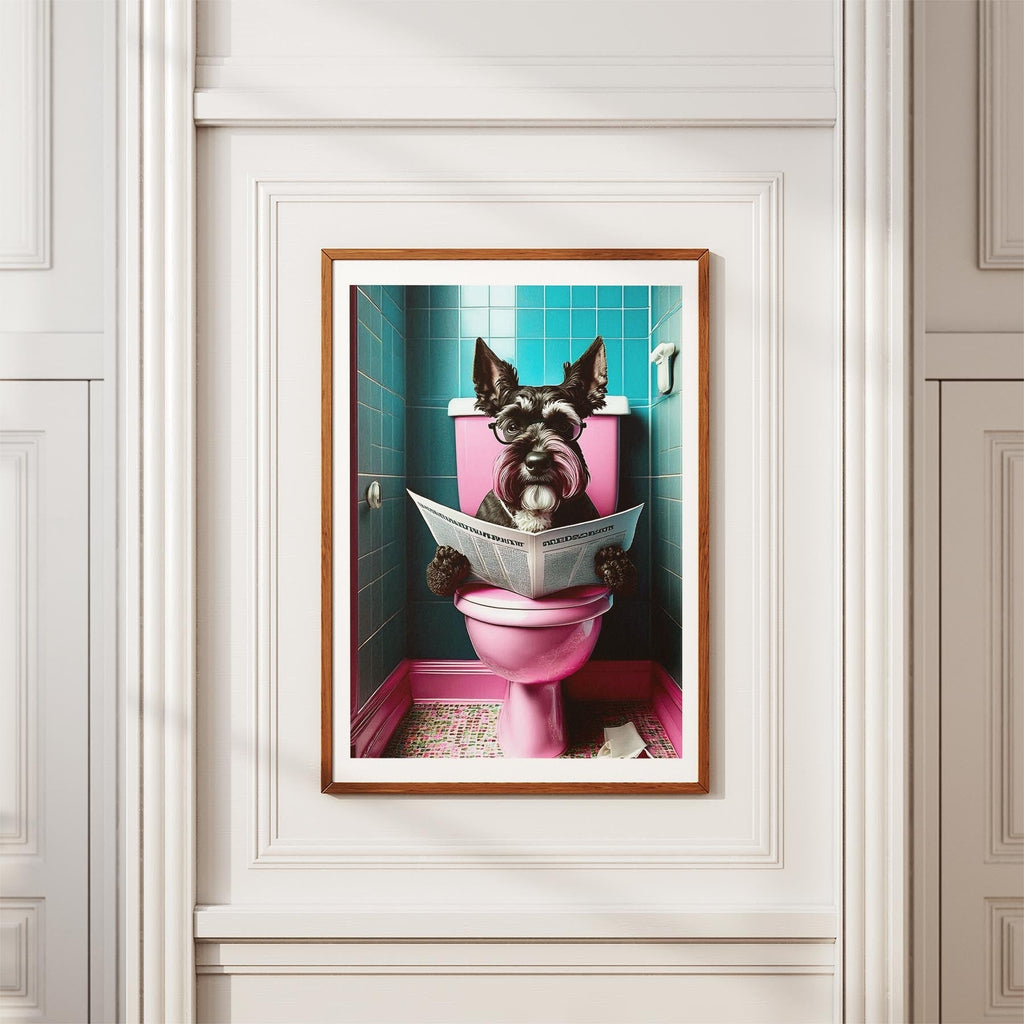 Schnauzer Toilet Dogs PInk and Turquise image 3