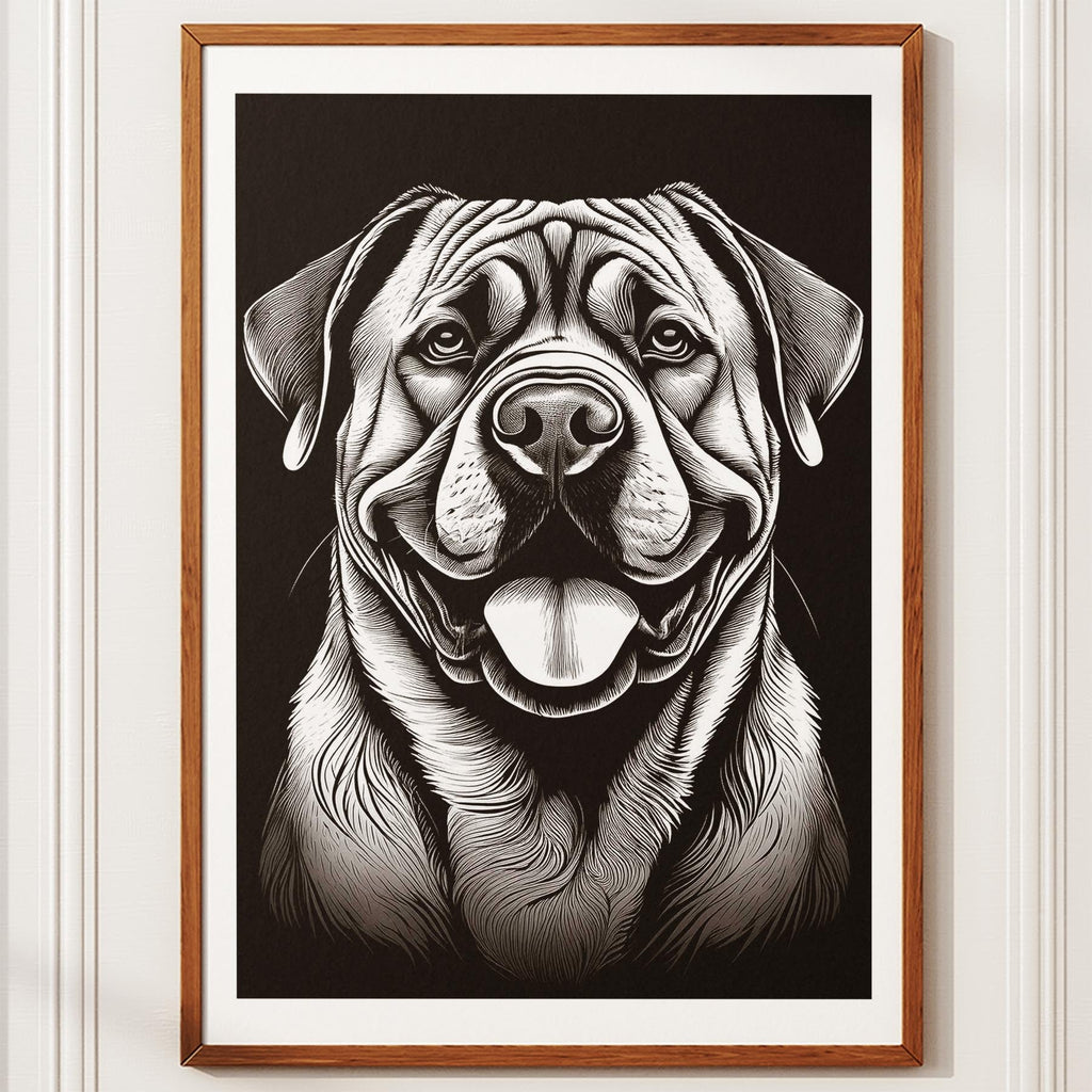 Bullmastiff Line Dog Series in Black and White image 10