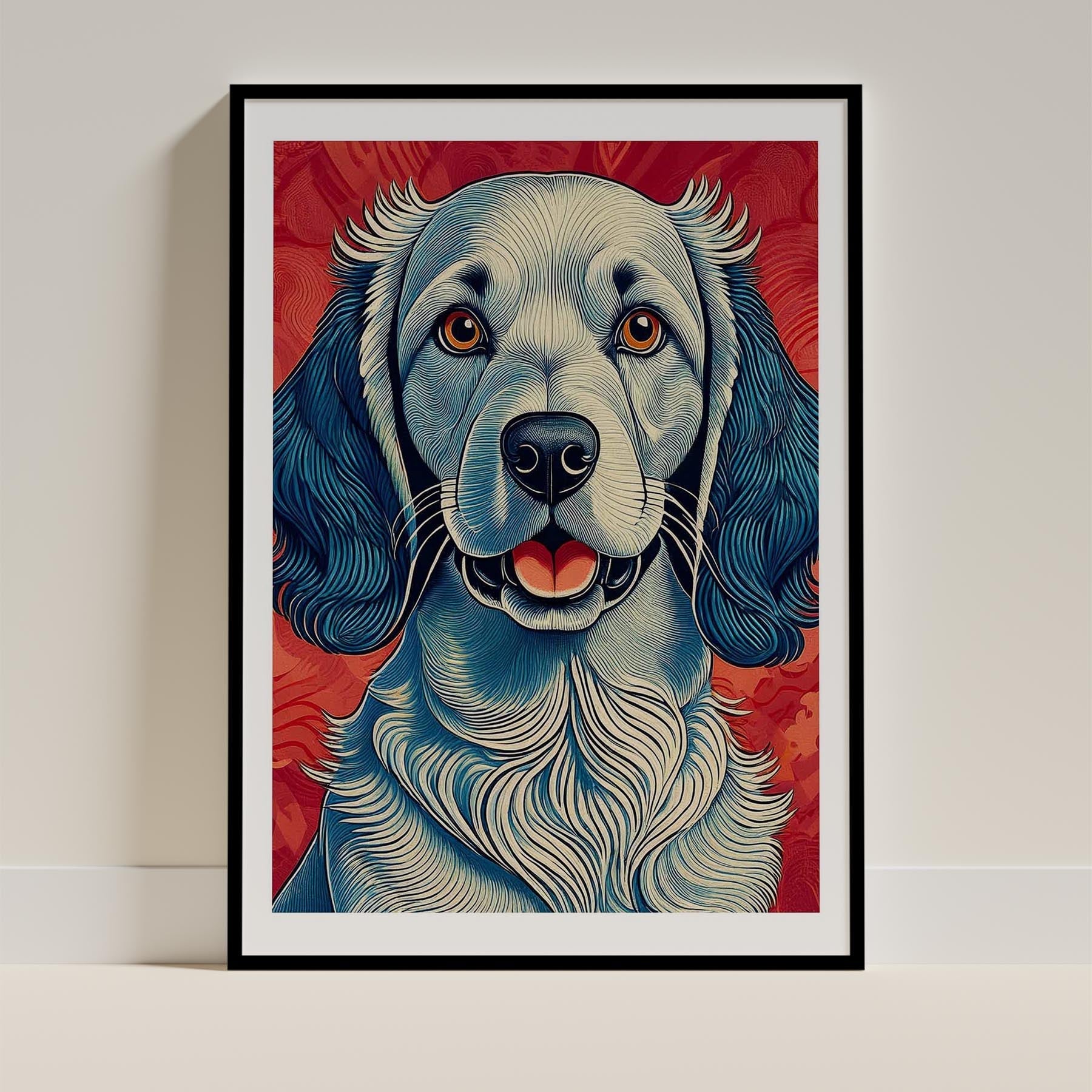 English Setter Hokusai Japanese Inspired Dog Series image 0