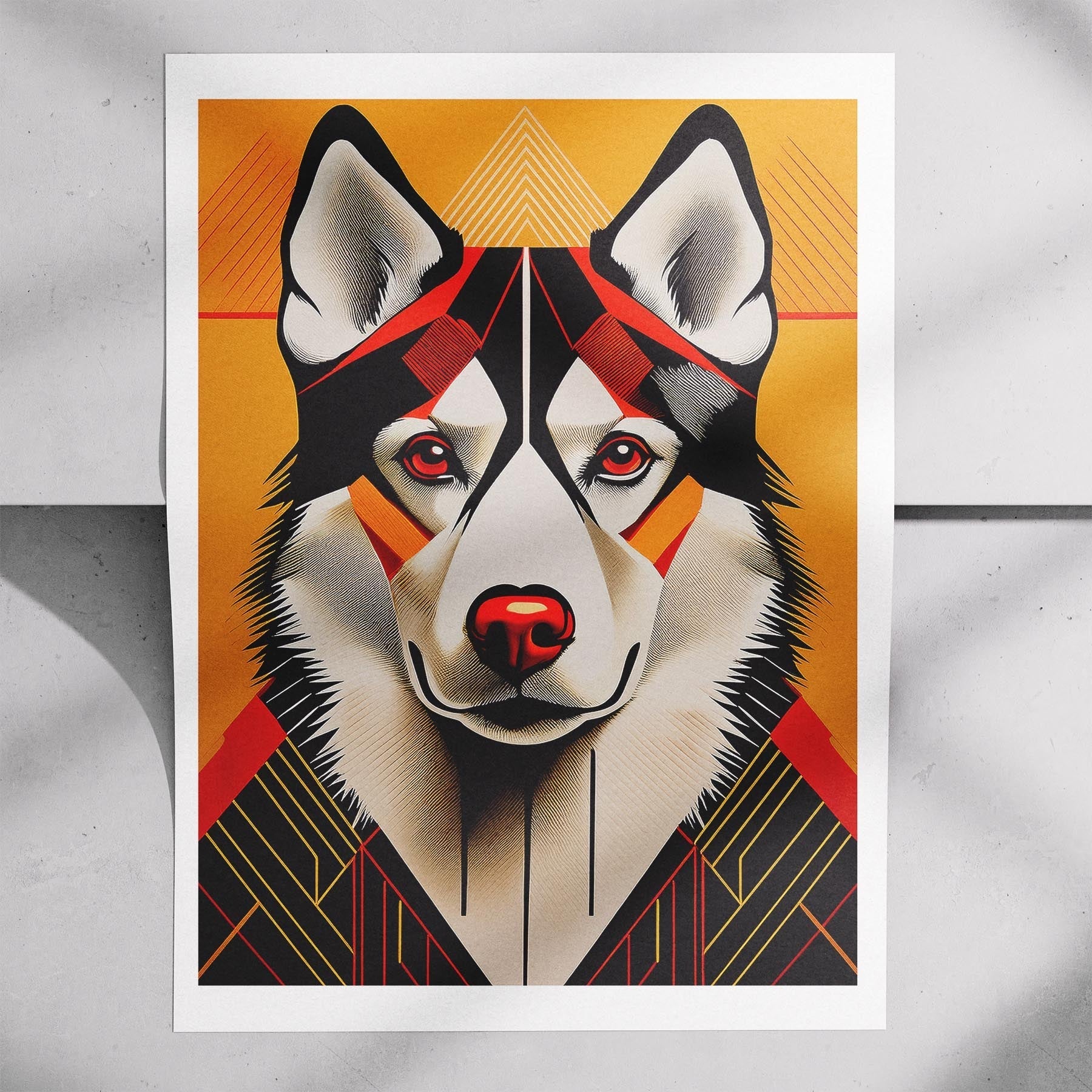Siberian Husky Geometric Orange Series image 7