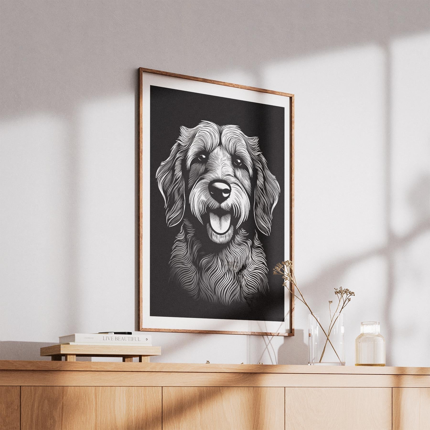 Groodle Line Dog Series in Black and White image 5