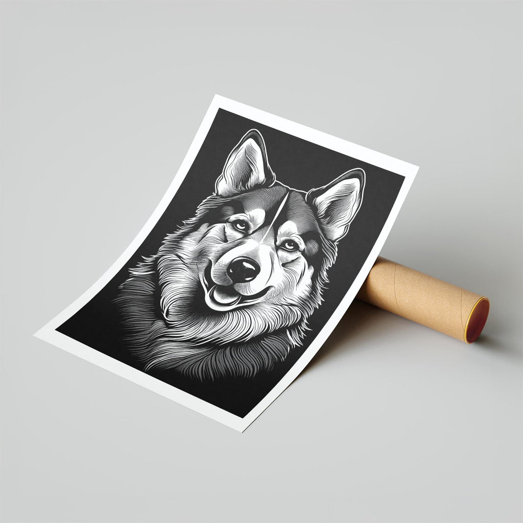 Alaskan Malamute Line Dog Series in Black and White image 6