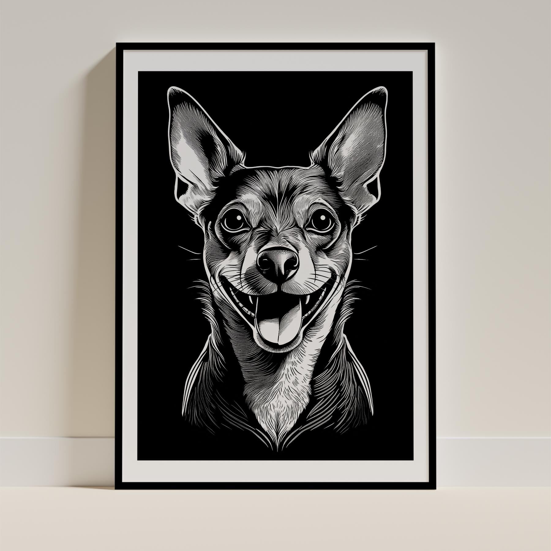 Miniature Pinscher Line Dog Series in Black and White image 0